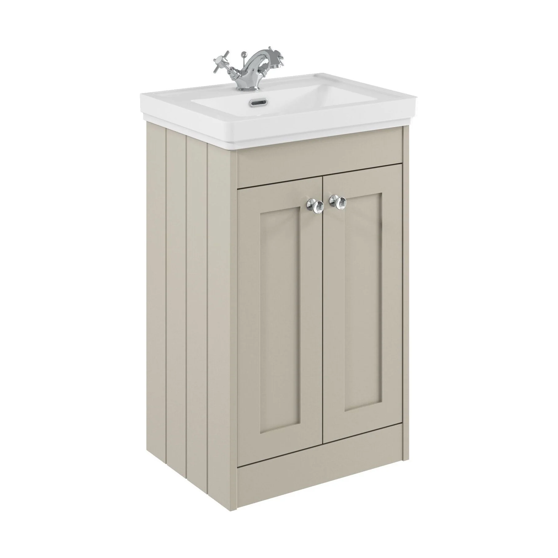 Balterley 500mm Floor Standing 2 Door Unit with Classic Basin 1 Tap Hole - Pebble Grey