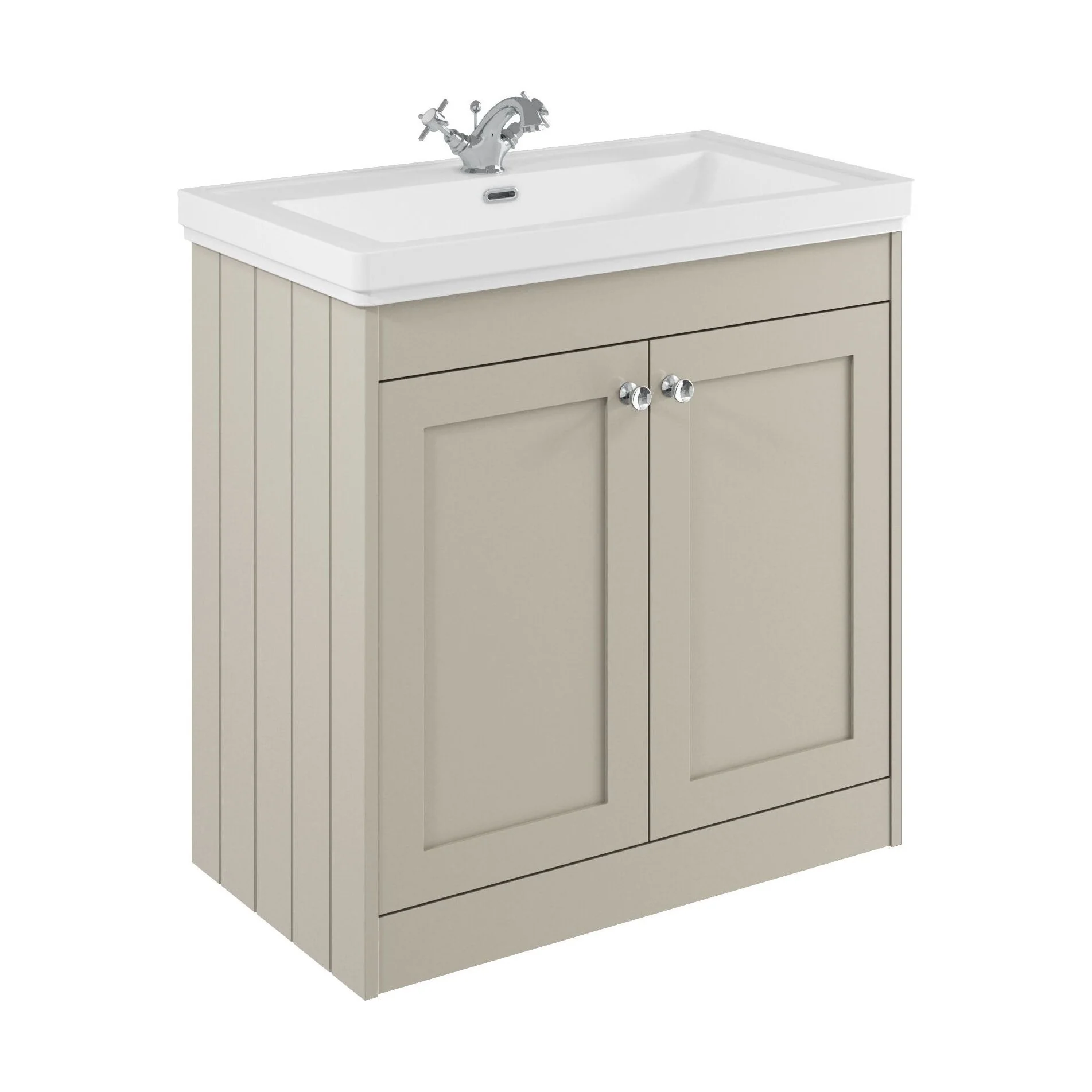 Balterley 800mm Floor Standing 2 Door Unit with Classic Basin 1 Tap Hole - Pebble Grey