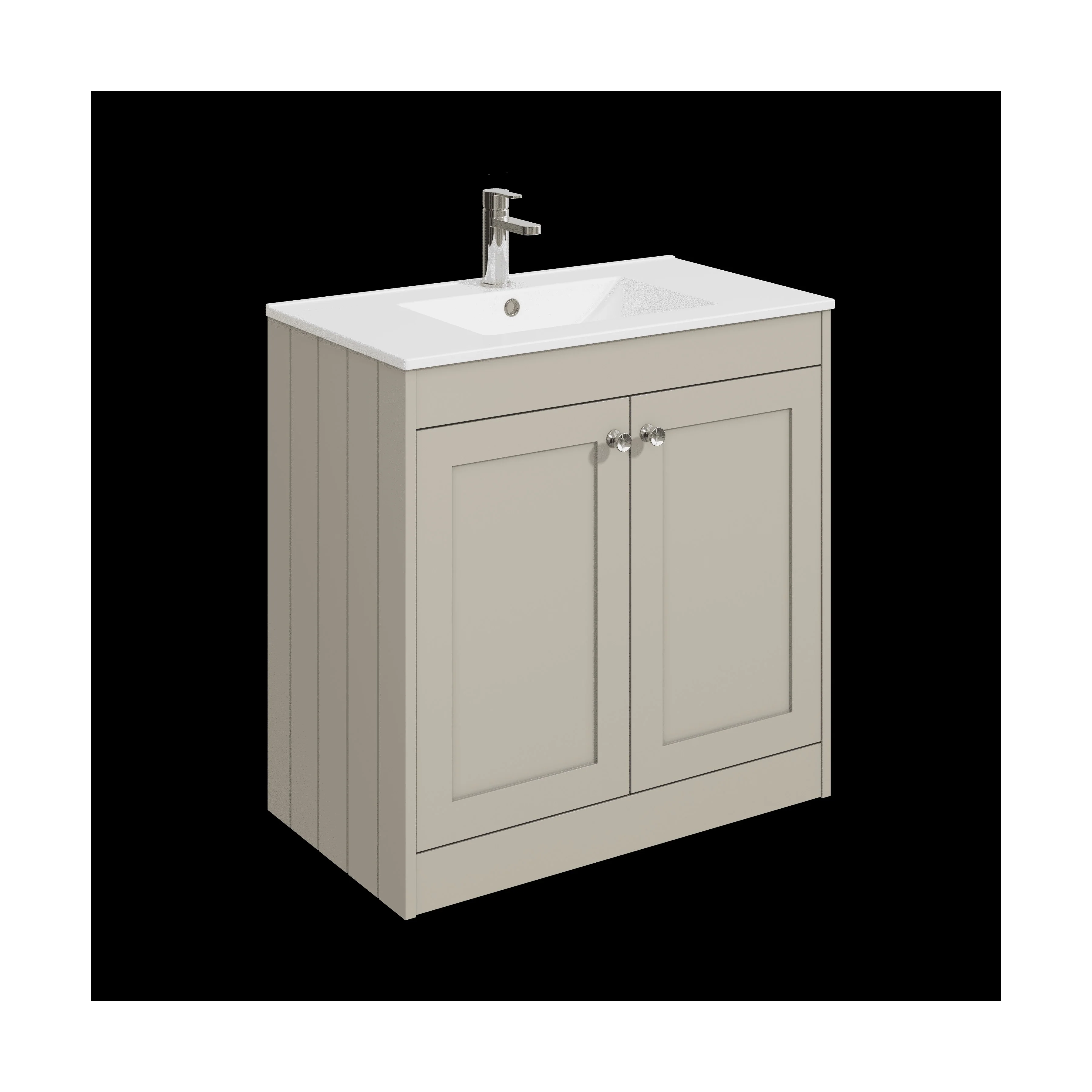 Balterley 800mm Floor Standing 2 Door Unit with Minimalist Basin 1 Tap Hole - Pebble Grey