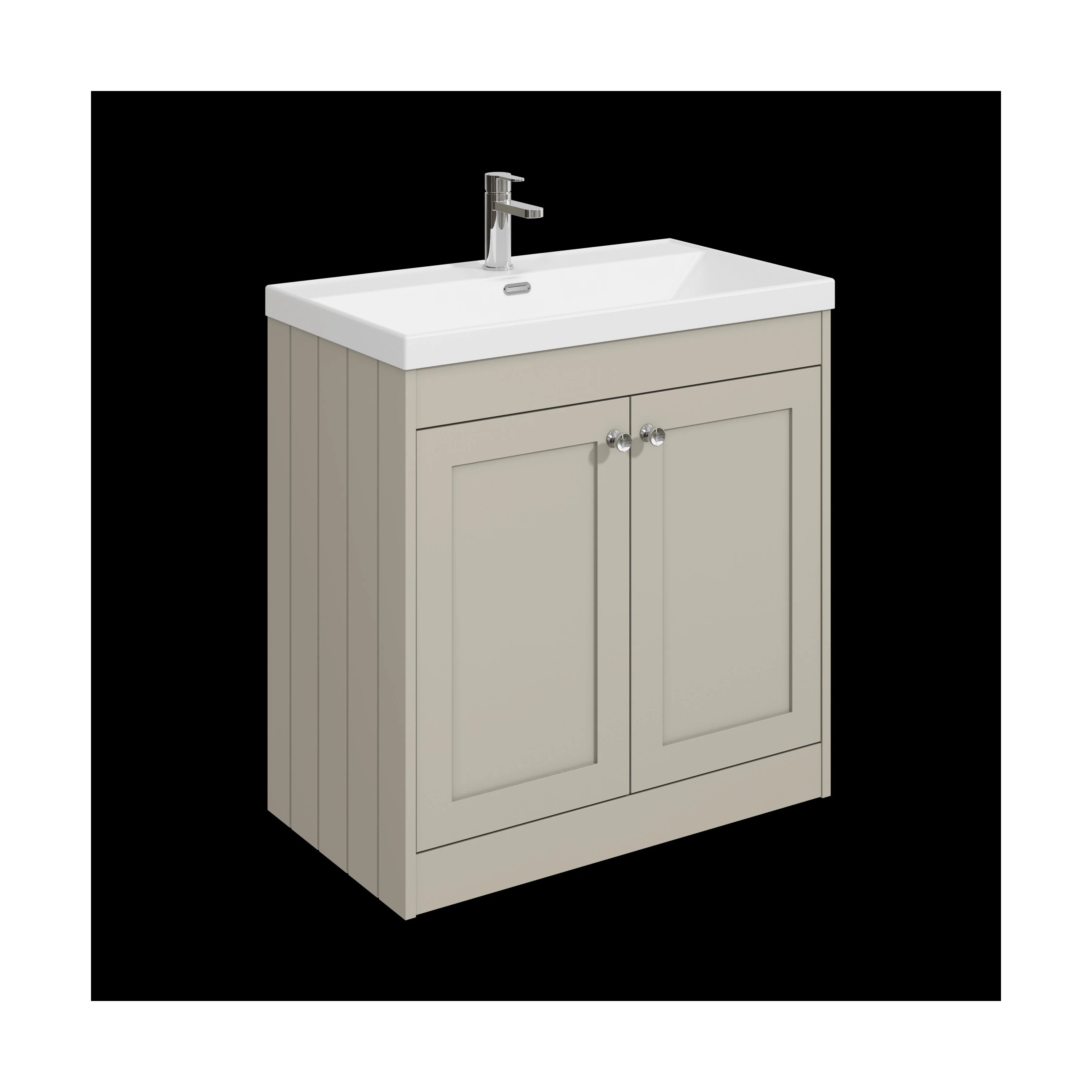 Balterley 800mm Floor Standing 2 Door Unit with Thin Edge Basin 1 Tap Hole - Pebble Grey
