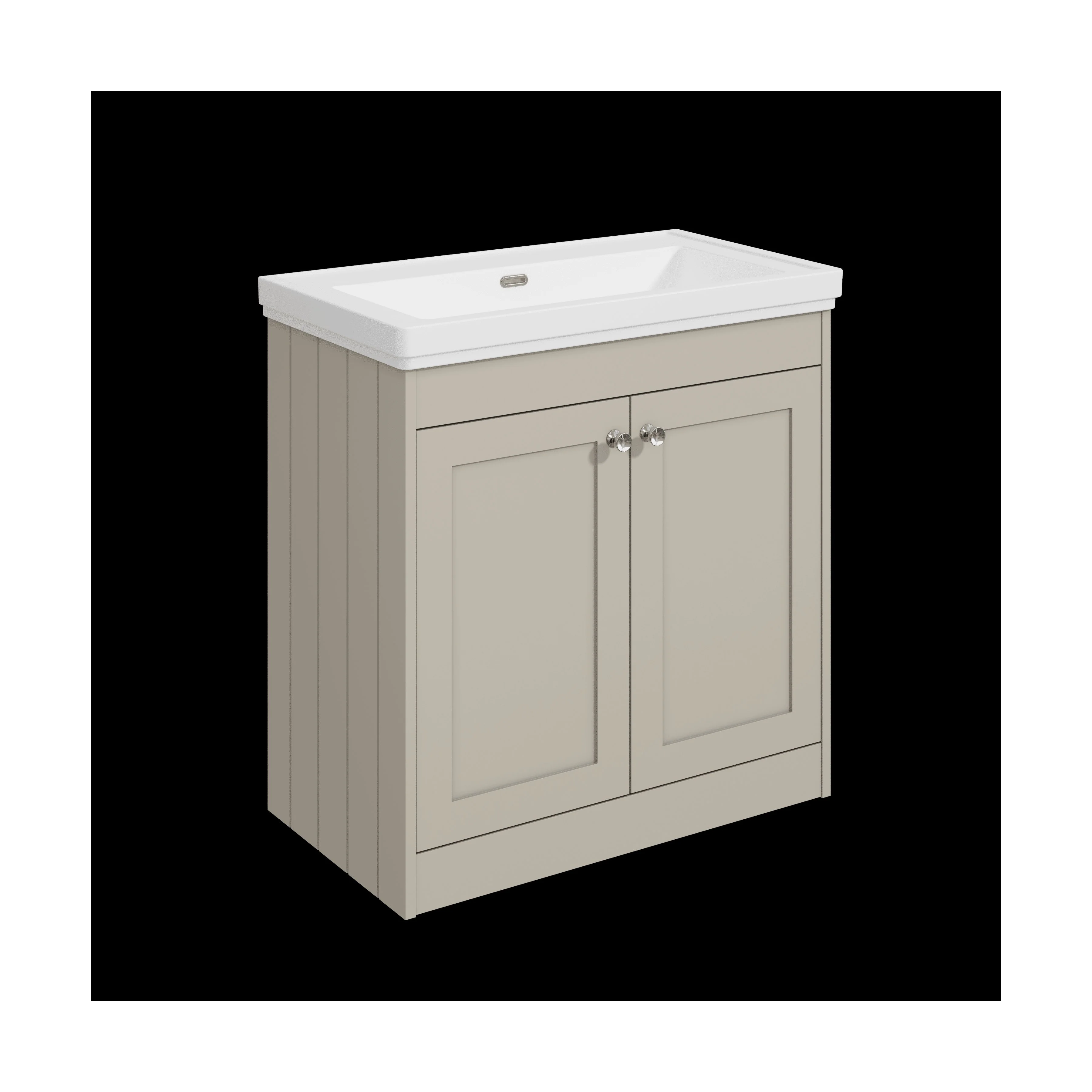 Balterley 800mm Floor Standing 2 Door Unit with Classic Basin No Tap Hole - Pebble Grey
