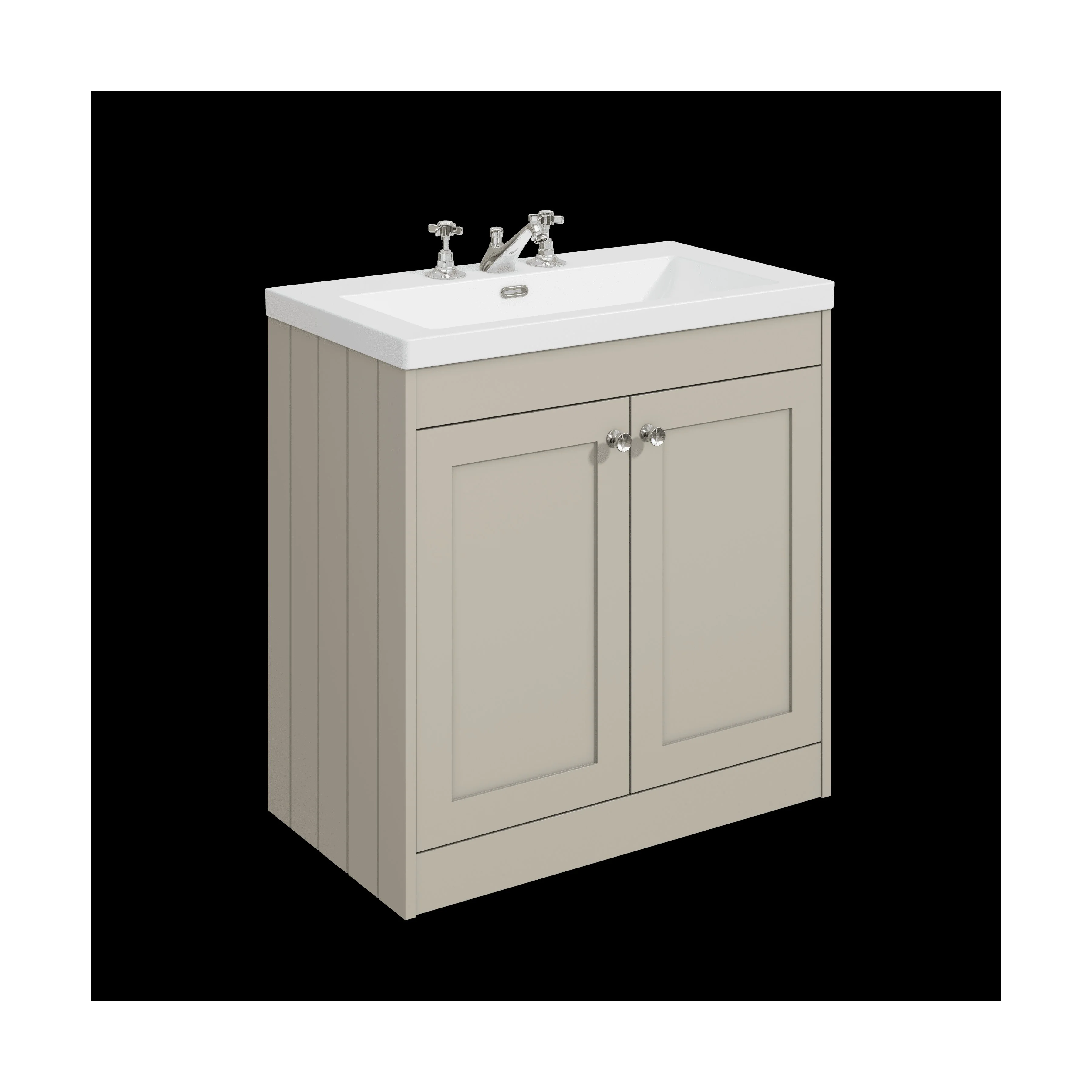 Balterley 800mm Floor Standing 2 Door Unit with Minimalist Basin 3 Tap Hole - Pebble Grey