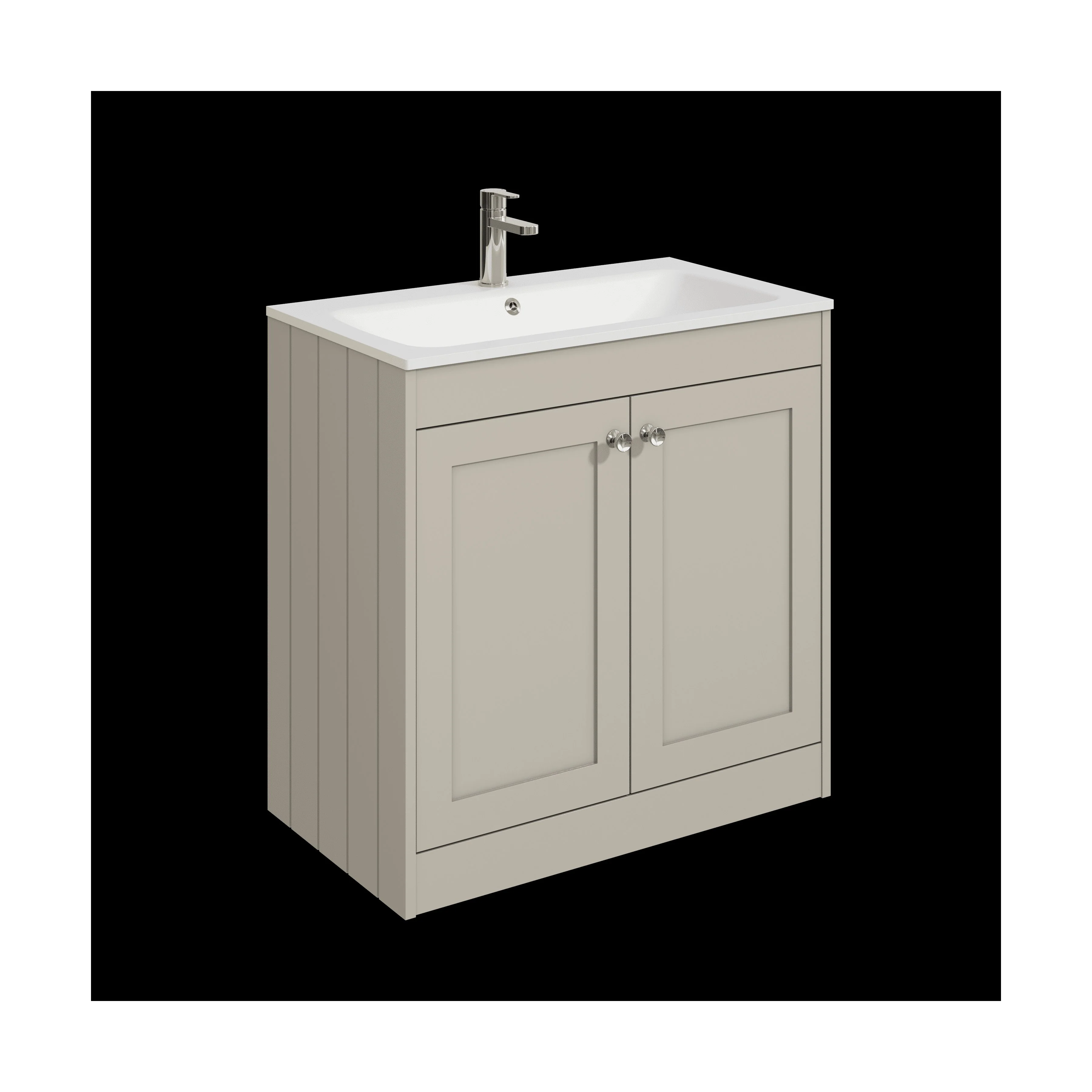Balterley 800mm Floor Standing 2 Door Unit with Stone Basin 1 Tap Hole - Pebble Grey