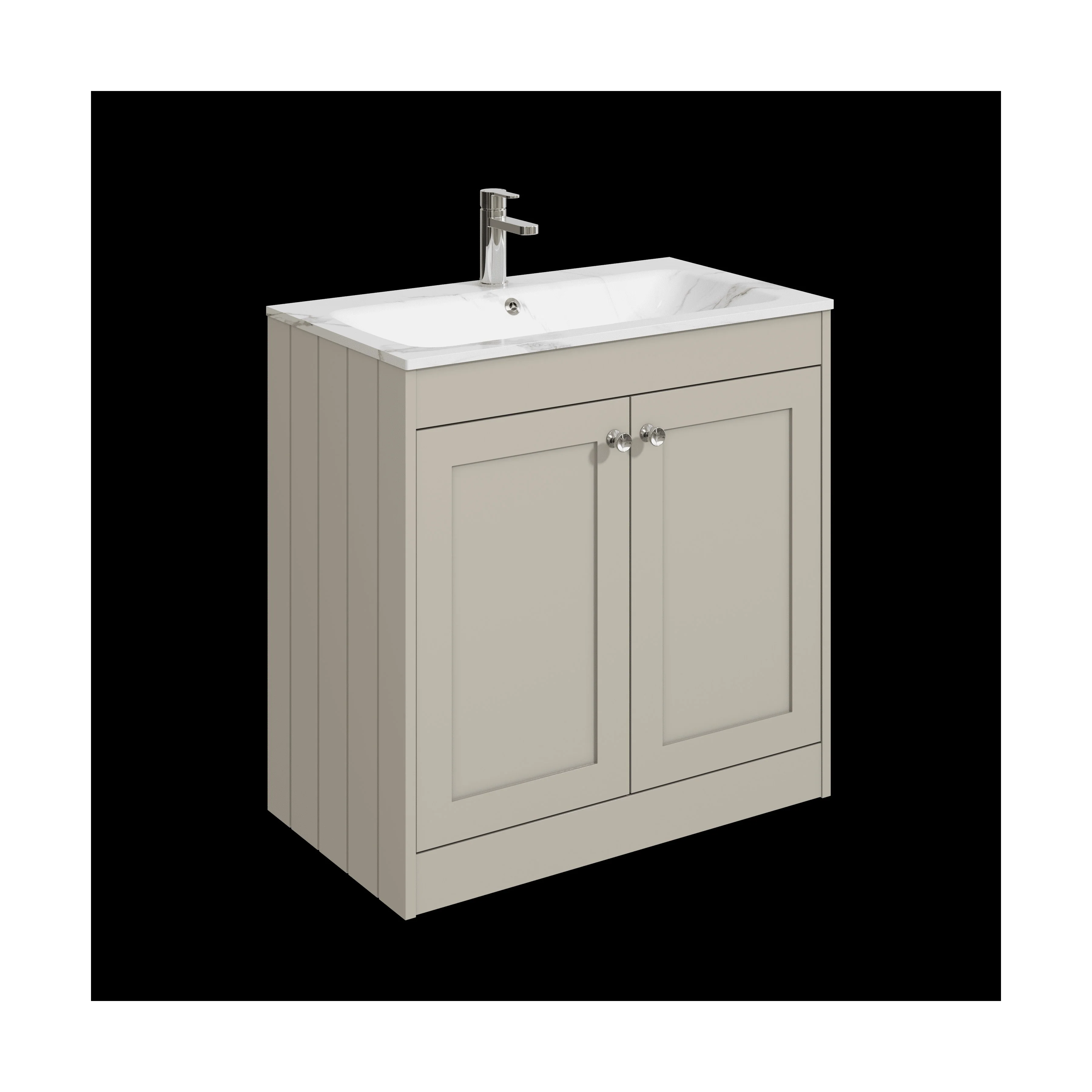 Balterley 800mm Floor Standing 2 Door Unit & Stone Basin 1 Tap Hole - Pebble Grey