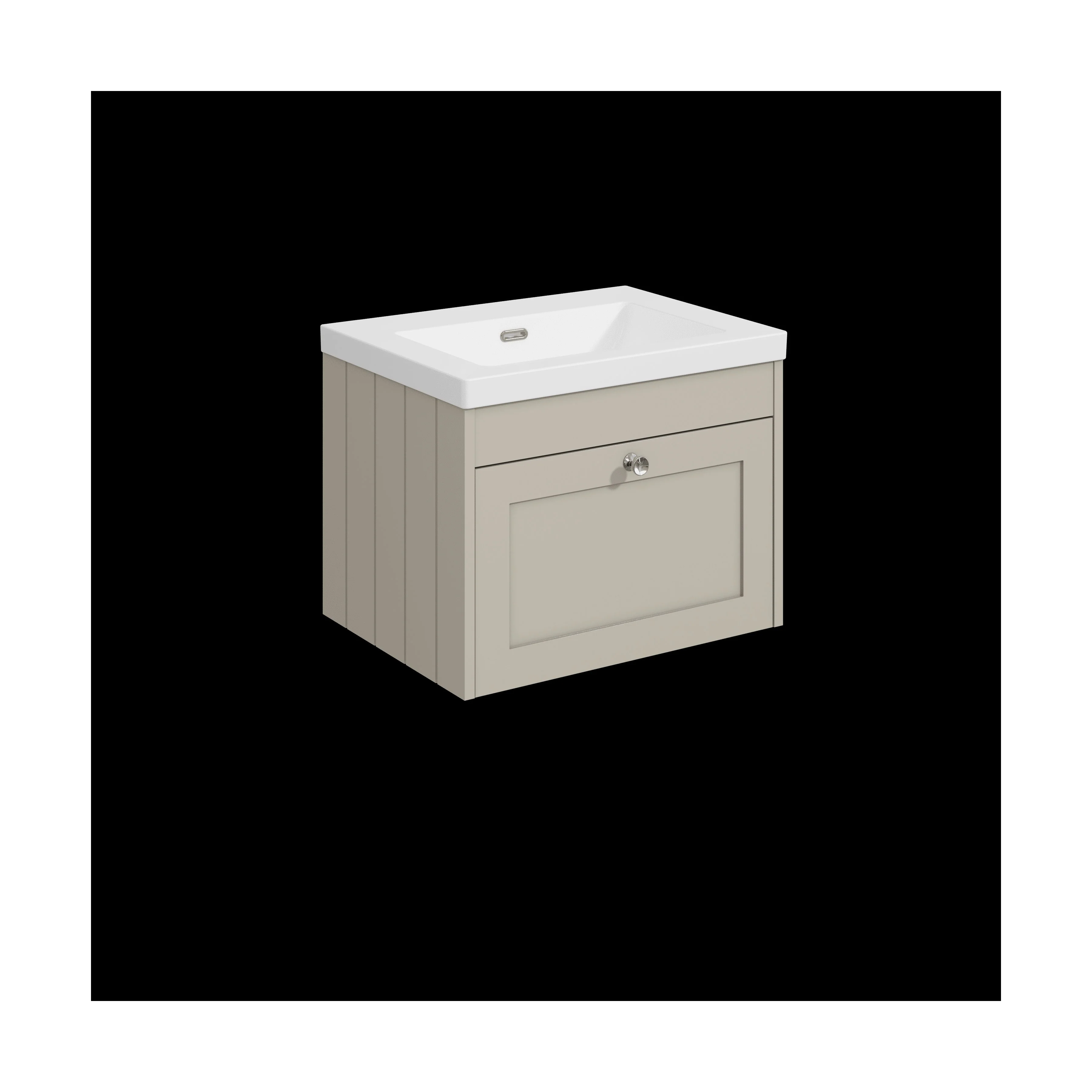 Balterley 600mm Wall Hung 1 Drawer Unit with Minimalist Basin No Tap Hole - Pebble Grey