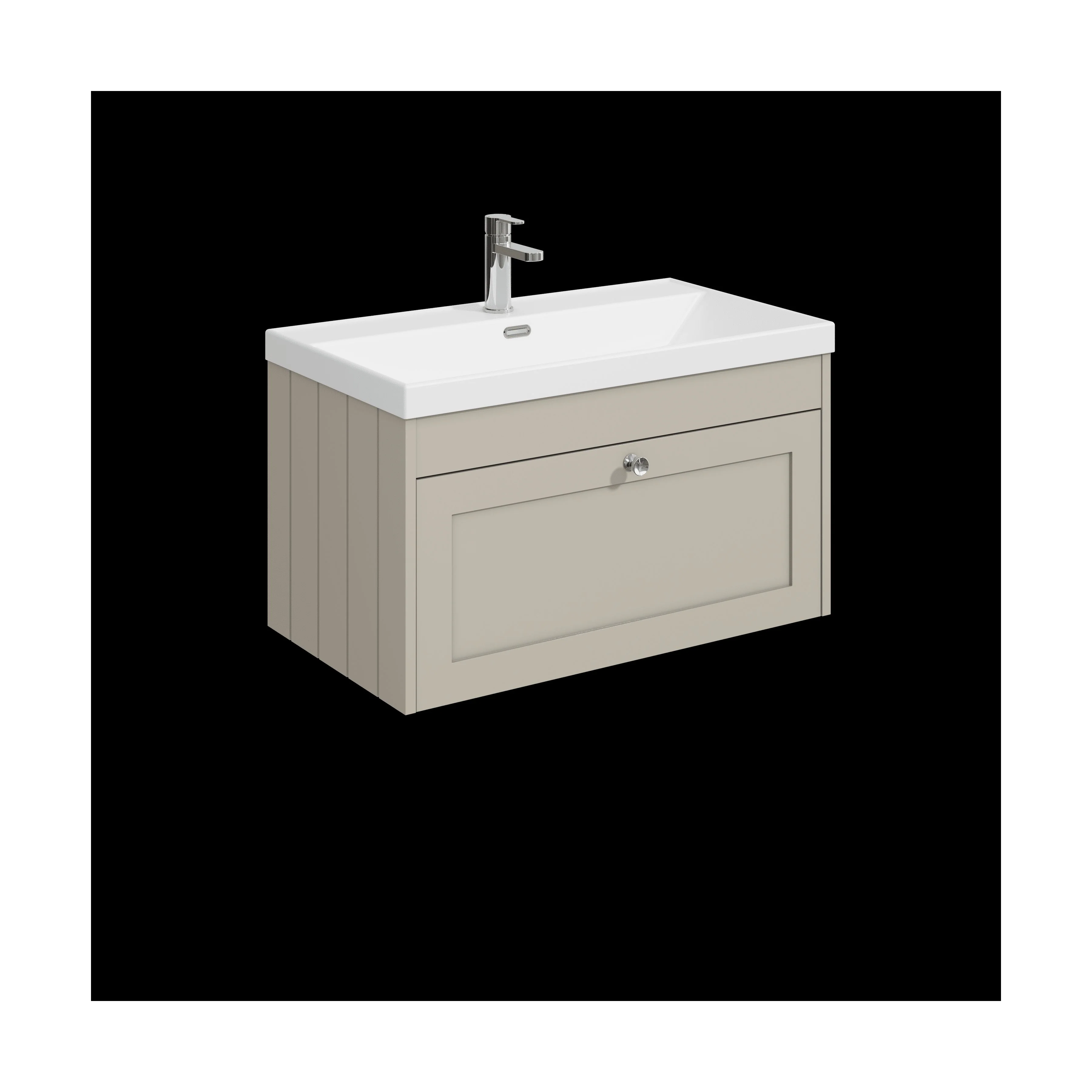 Balterley 800mm Wall Hung 1 Drawer Unit with Thin Edge Basin 1 Tap Hole - Pebble Grey