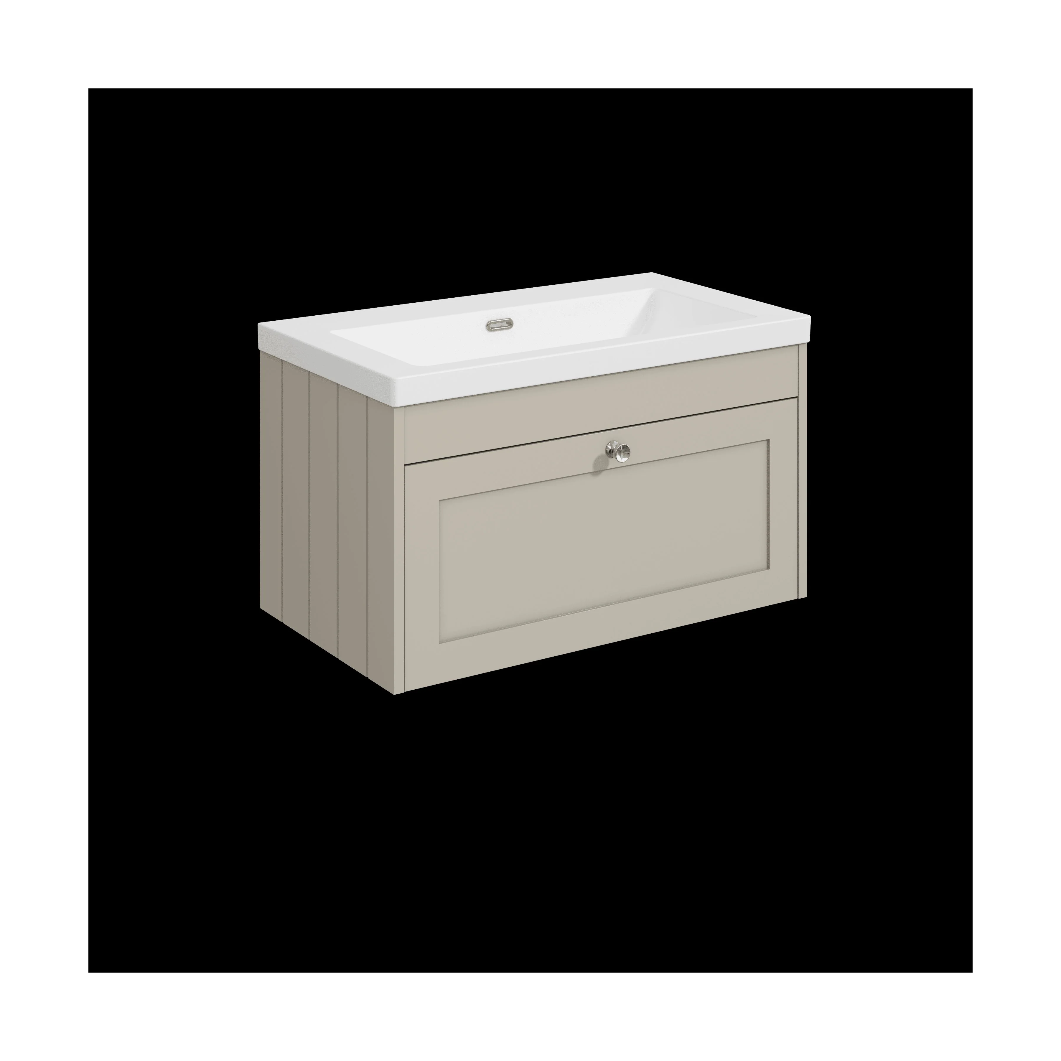 Balterley 800mm Wall Hung 1 Drawer Unit with Minimalist Basin No Tap Hole - Pebble Grey
