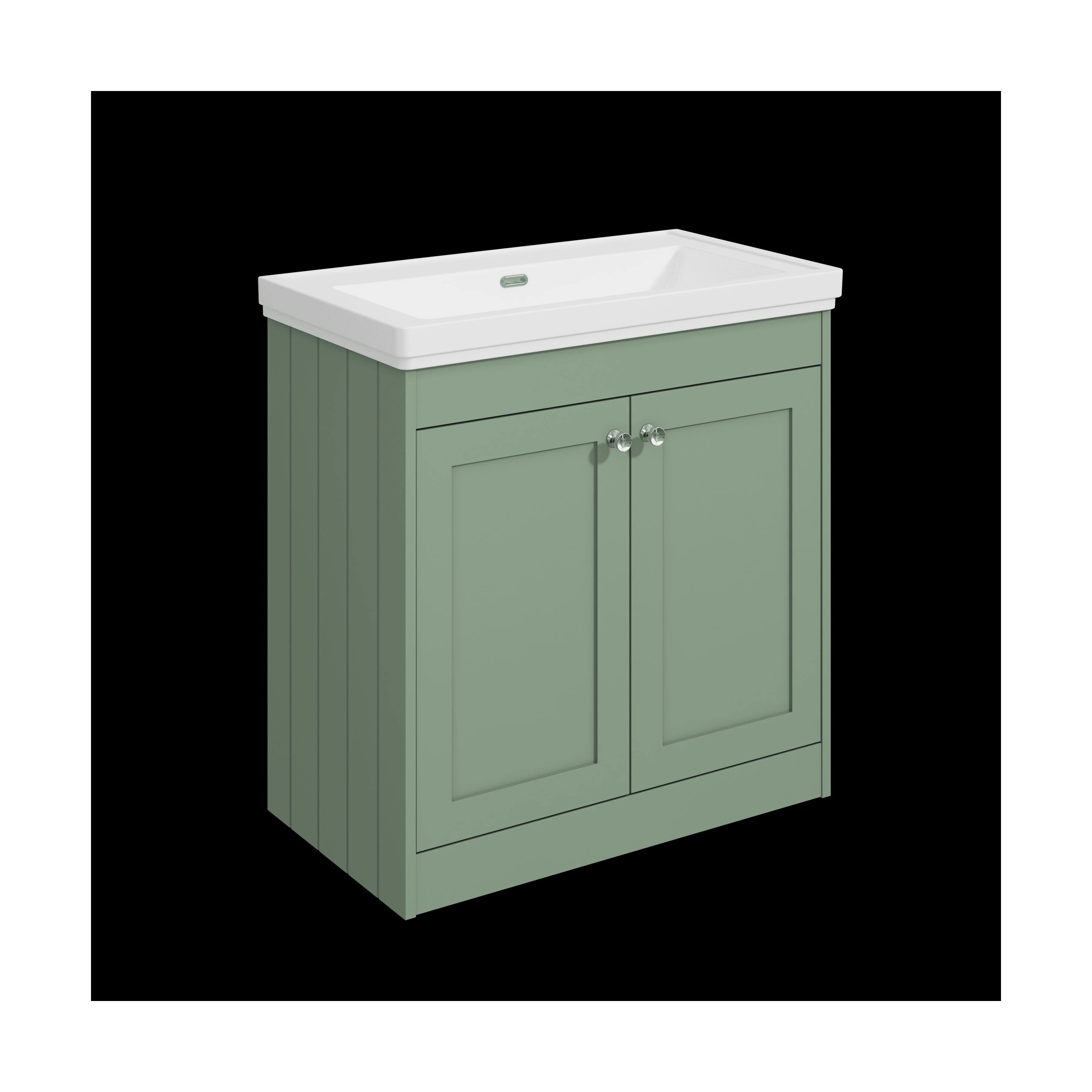 Balterley 800mm Floor Standing 2 Door Unit with Classic Basin No Tap Hole - Satin Green