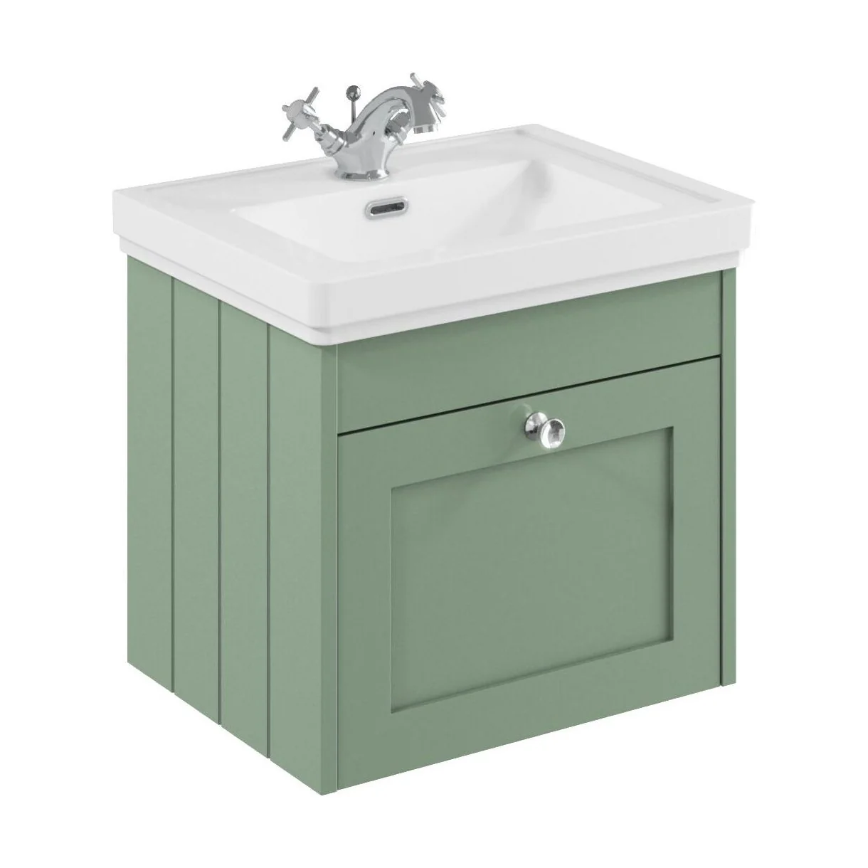 Balterley 500mm Wall Hung 1 Drawer Unit with Classic Basin 1 Tap Hole - Satin Green
