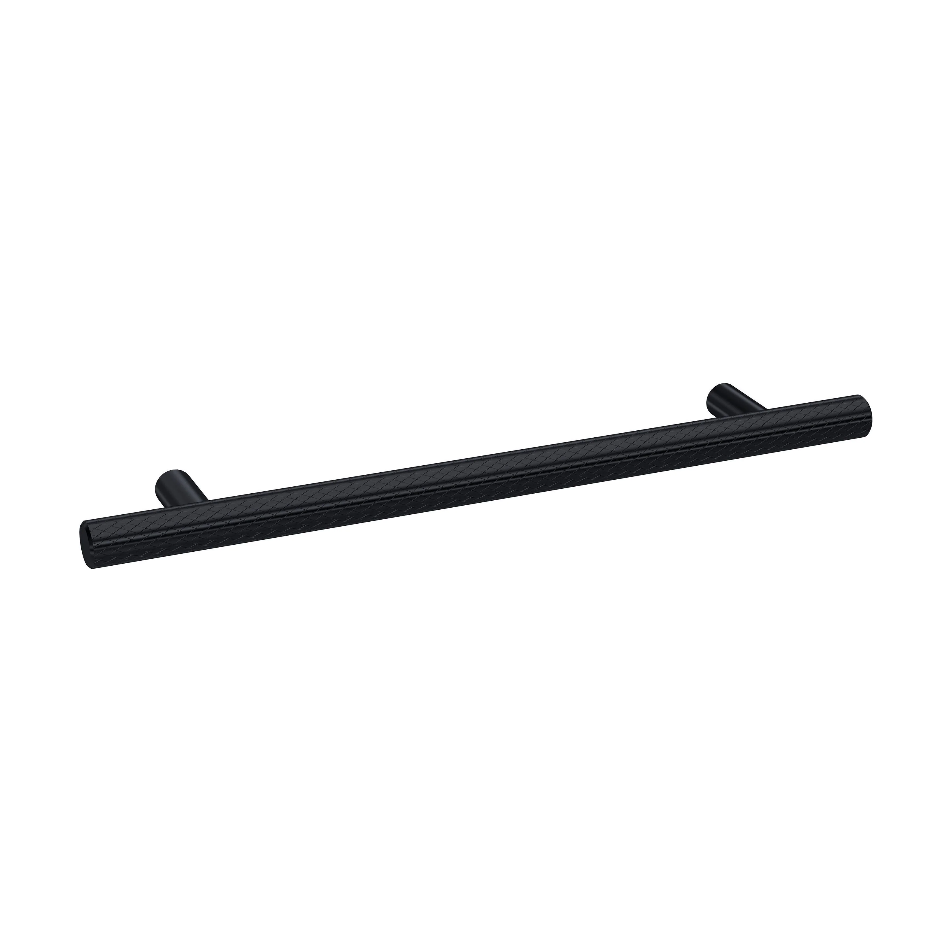Furniture Handle Textured Knurled Bar Handle, 220mm (160mm Centres) - Matt Black