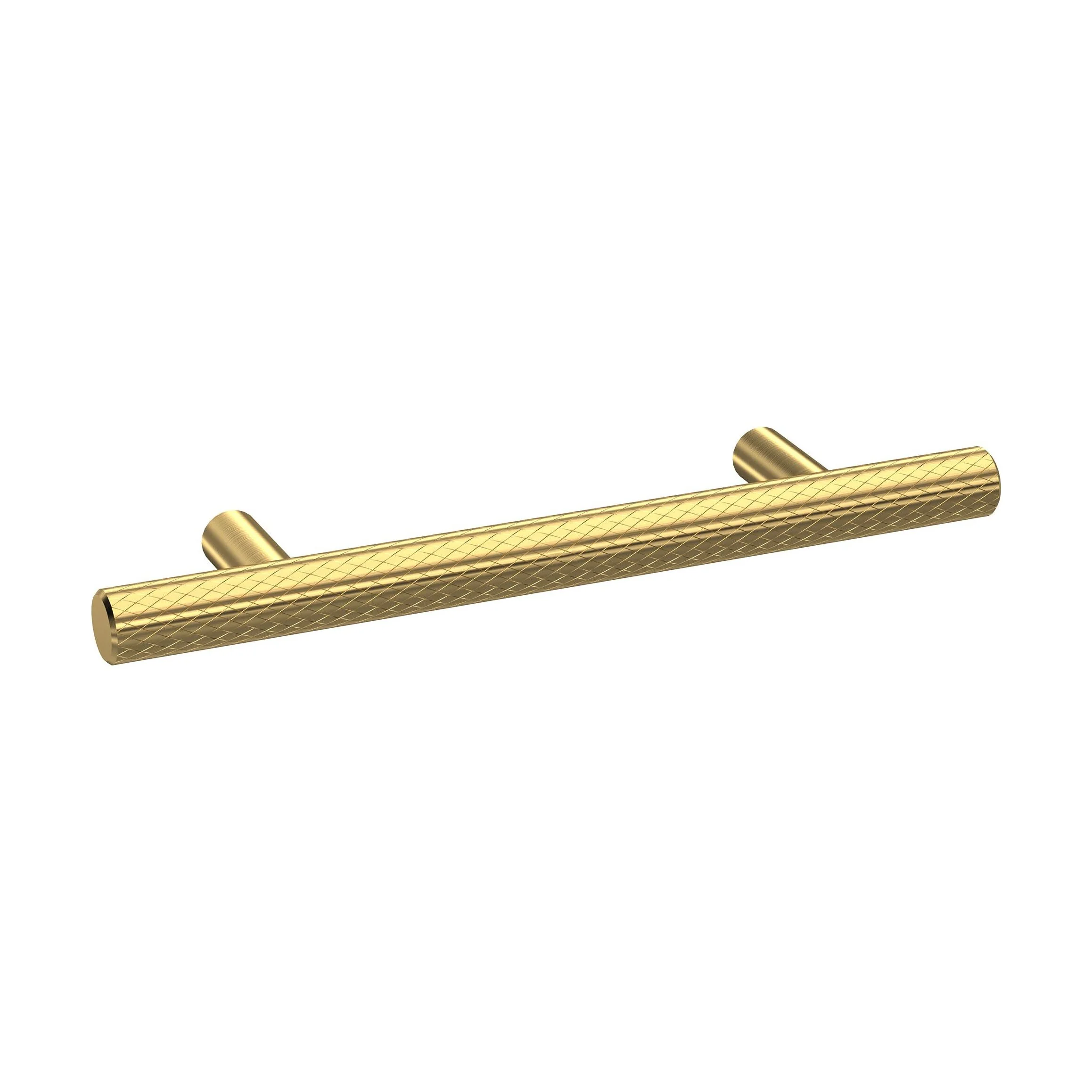 Furniture Handle Textured Knurled Bar Handle, 156mm (96mm Centres) - Brushed Brass