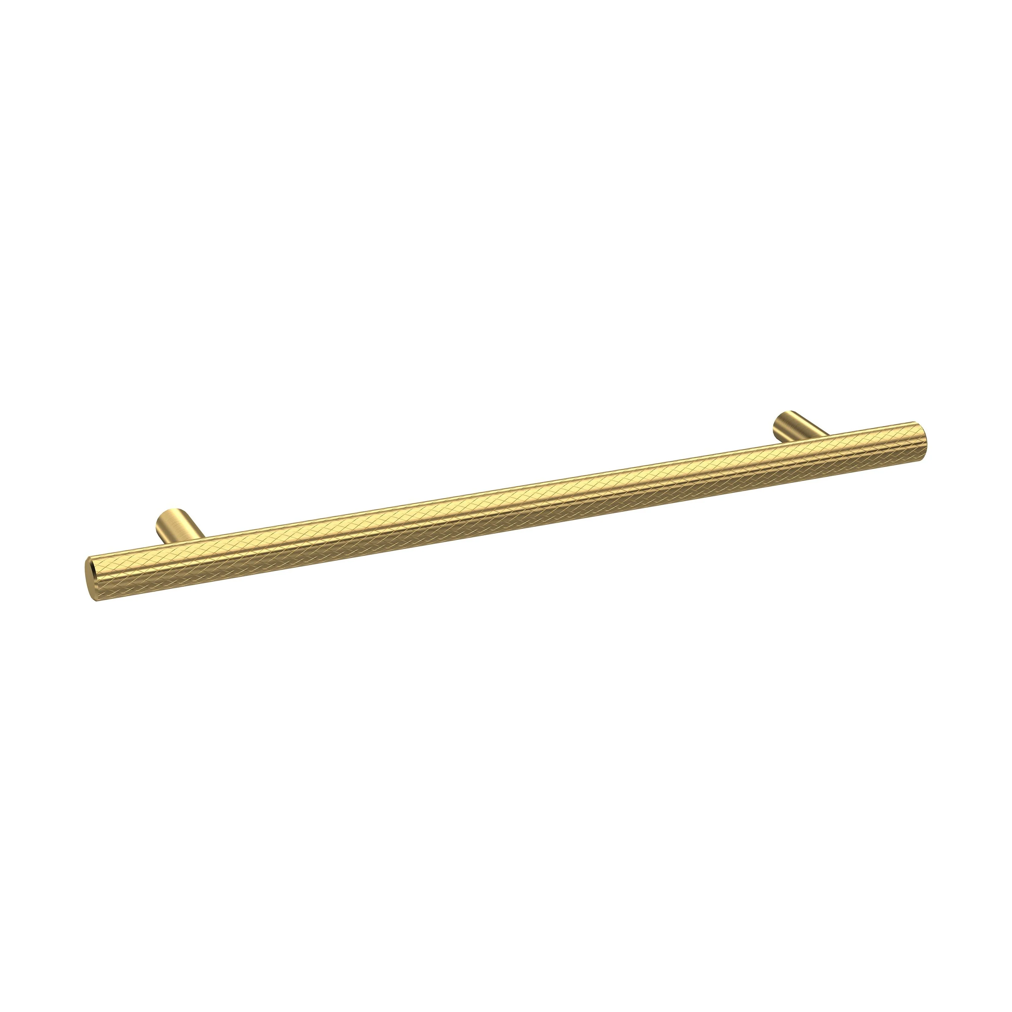 Furniture Handle Textured Knurled Bar Handle, 252mm (192mm Centres) - Brushed Brass