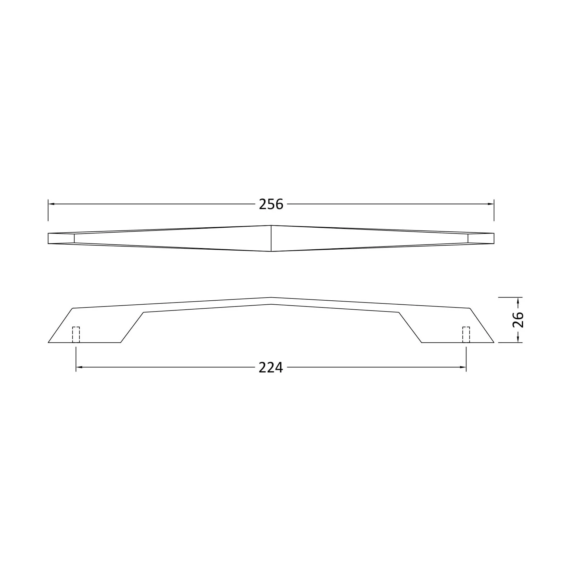Furniture Handle Angular D Shape Handle, 256mm (224mm Centres) - Chrome - Image 2