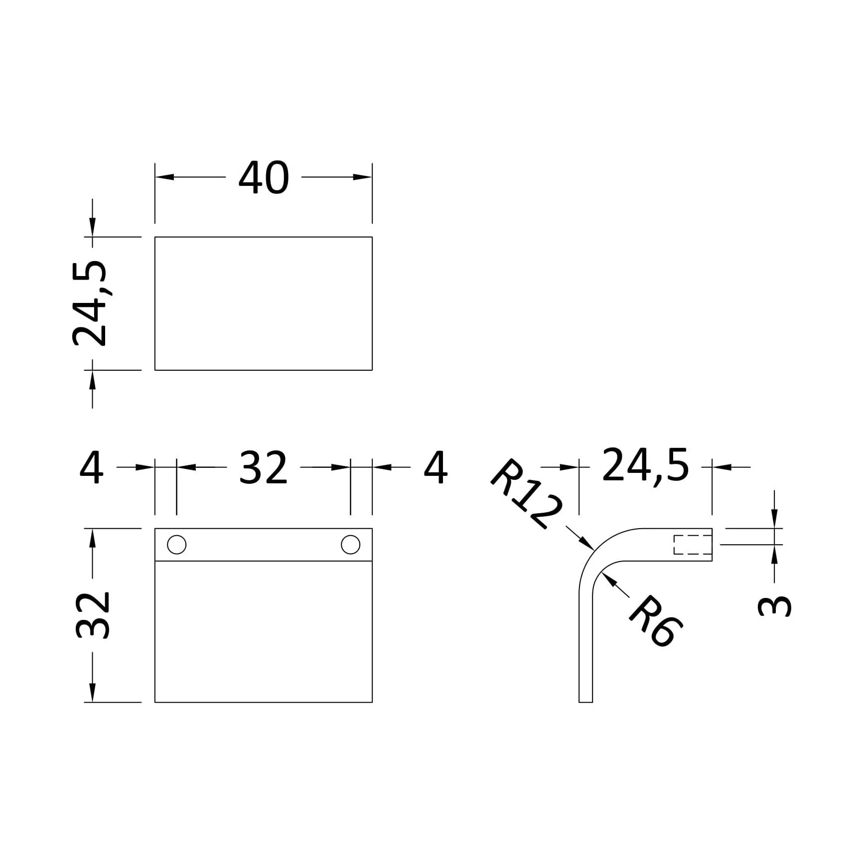 Square Drop Handle, 40mm (32mm Centres) - Chrome - Image 2