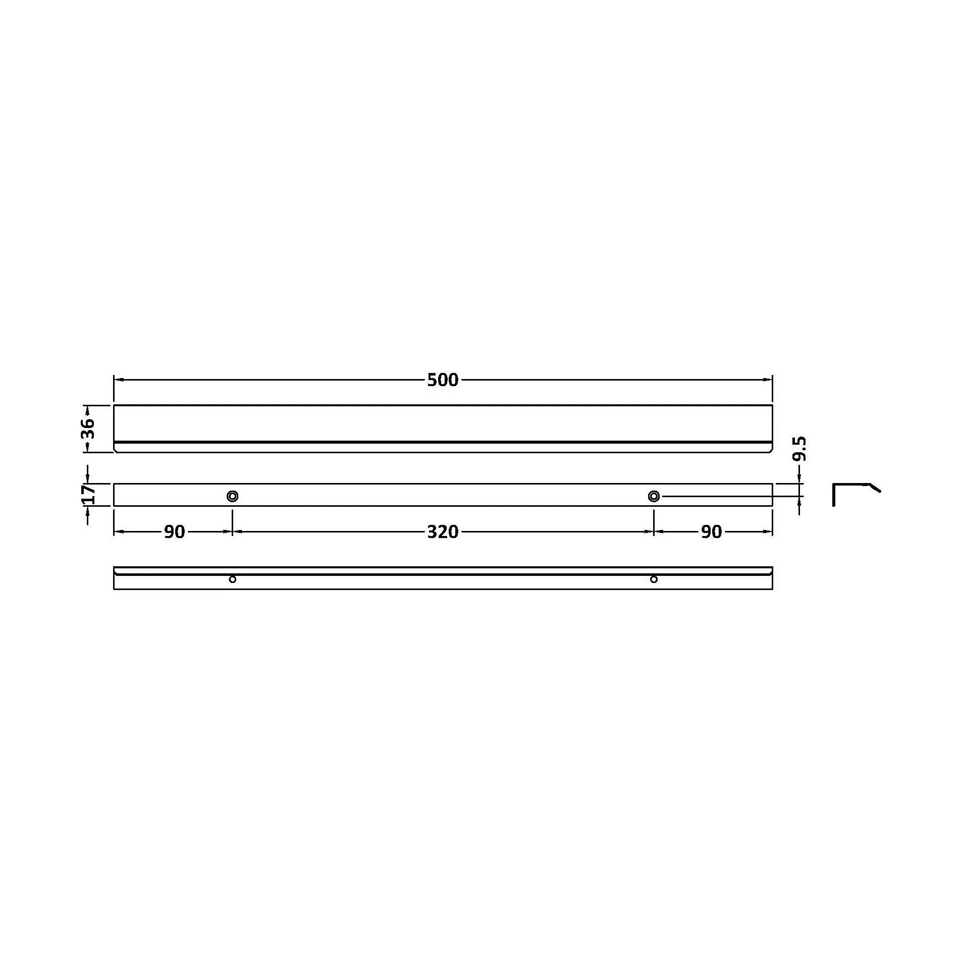 Finger Pull Handle, 500mm (320mm Centres) - Chrome - Image 2
