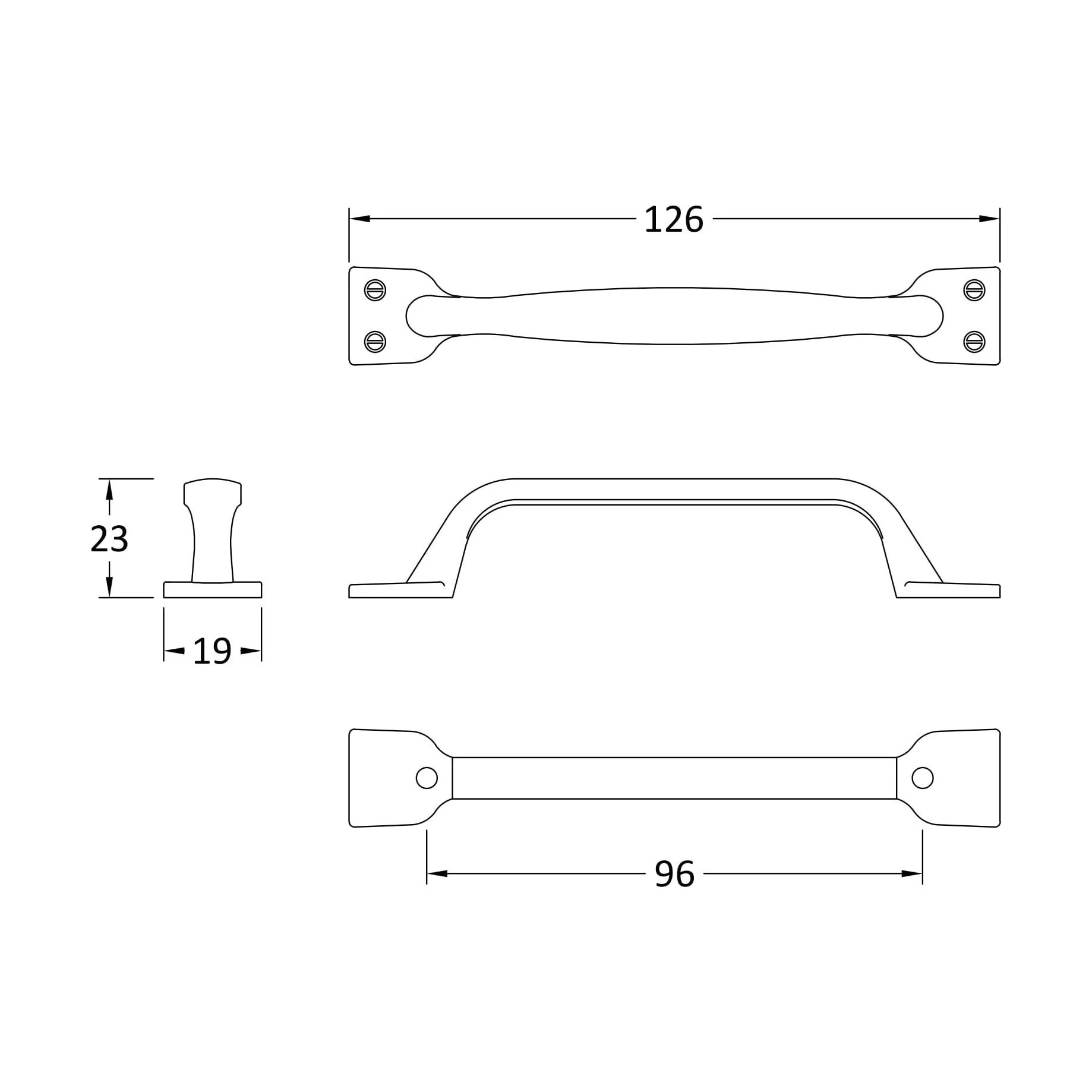 Strap Handle, 126mm (96mm Centres) - Brushed Nickel - Image 2