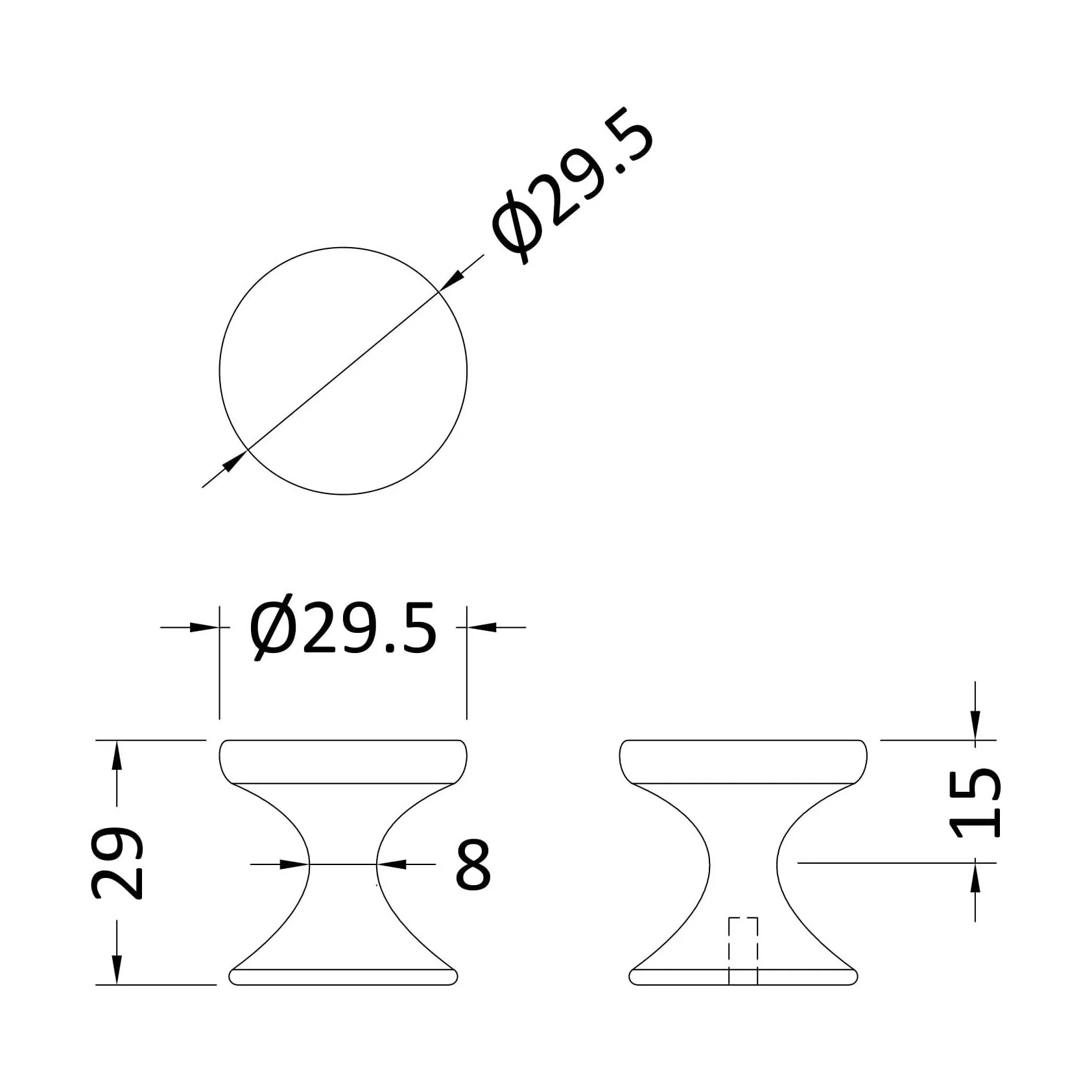 Indented Round Knob, 30mm - Matt Black - Image 2