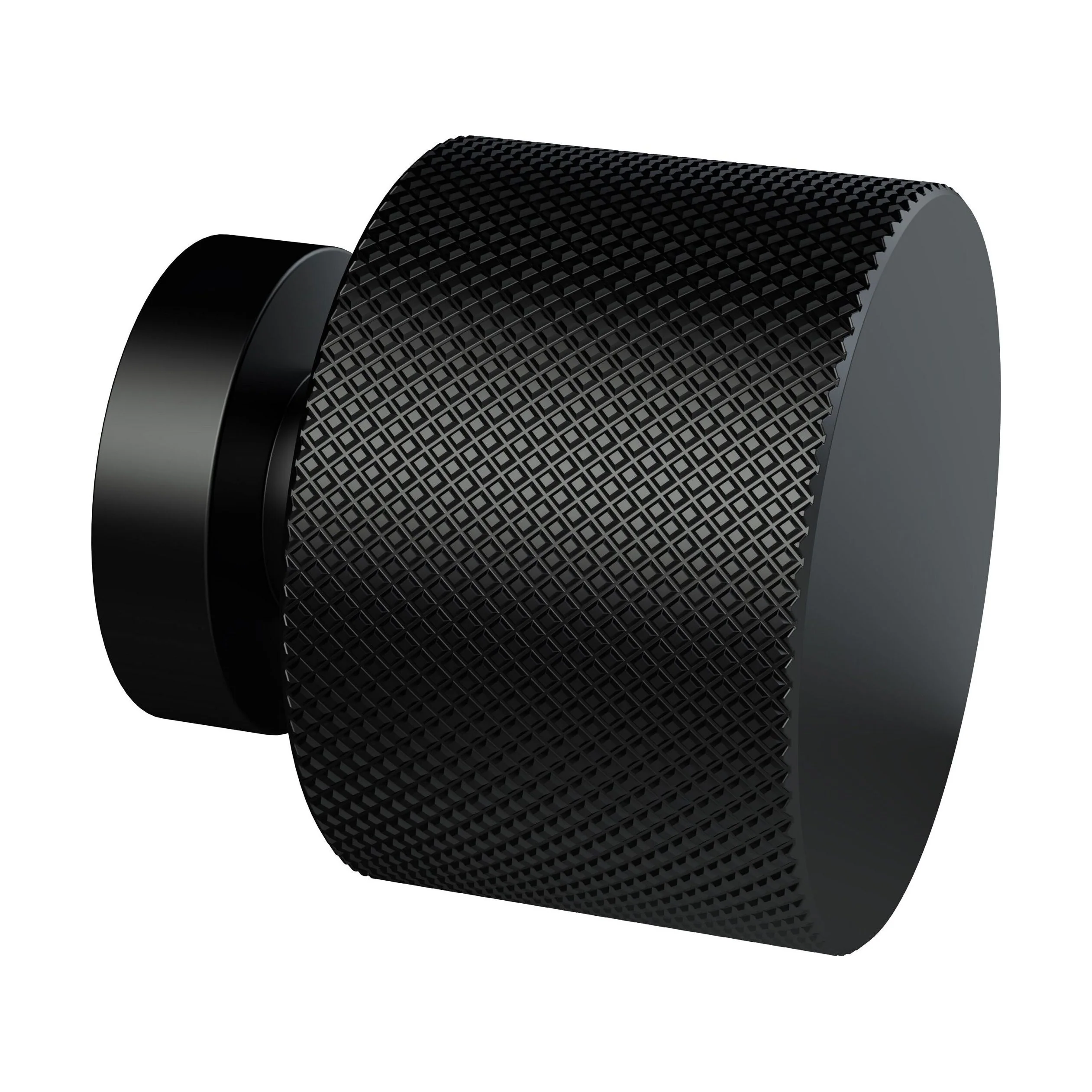 Knurled Indented Round Knob, 30mm - Matt Black