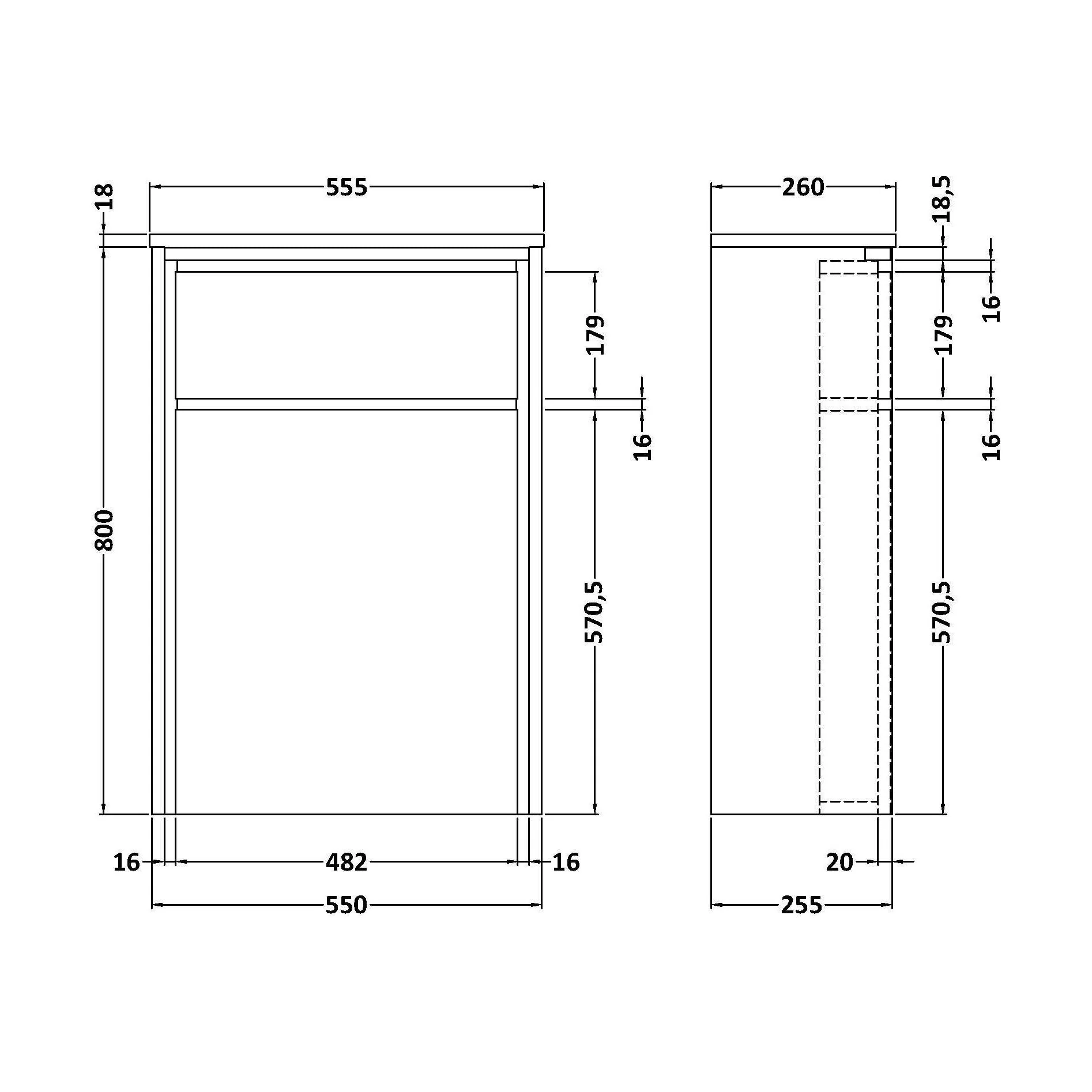 Contemporary Floor Standing WC Unit - 818 x 555 x 260mm - Bleached Oak - Image 2