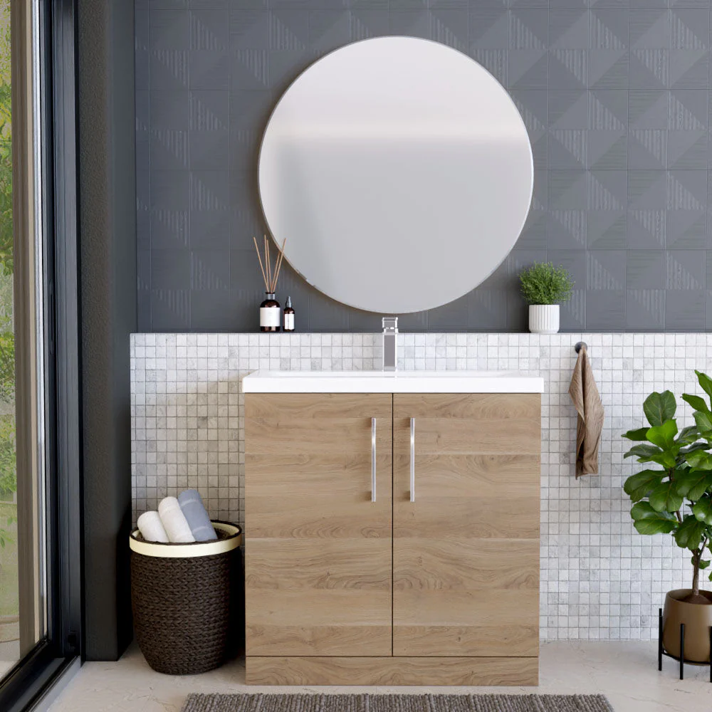 Contemporary Floor Standing Vanity Unit with Mid-Edge Basin, Choice of Size - Image 101