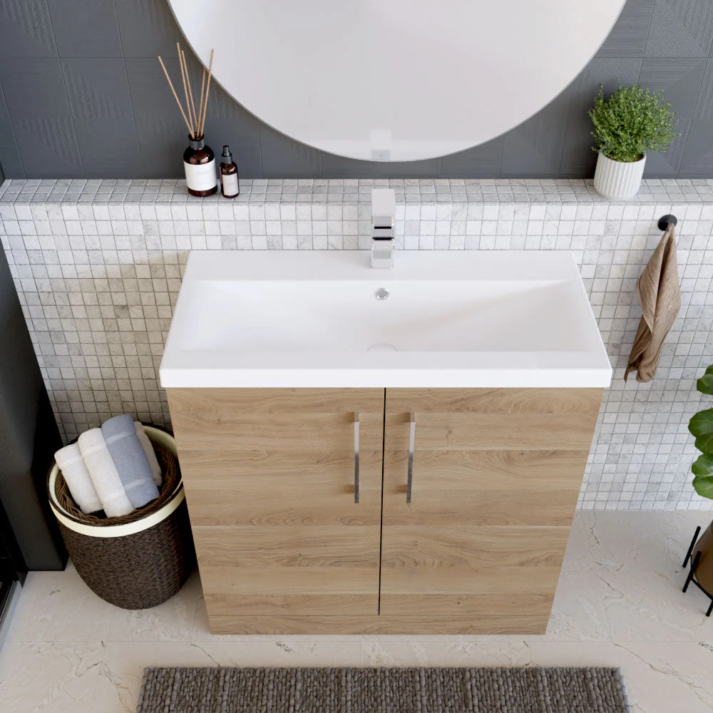 Contemporary Floor Standing Vanity Unit with Mid-Edge Basin, Choice of Size - Image 102