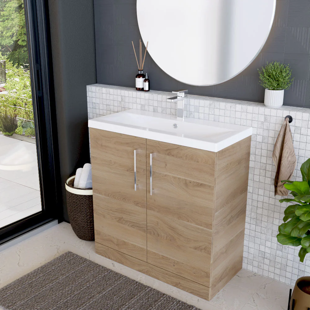 Contemporary Floor Standing Vanity Unit with Mid-Edge Basin, Choice of Size - Image 103