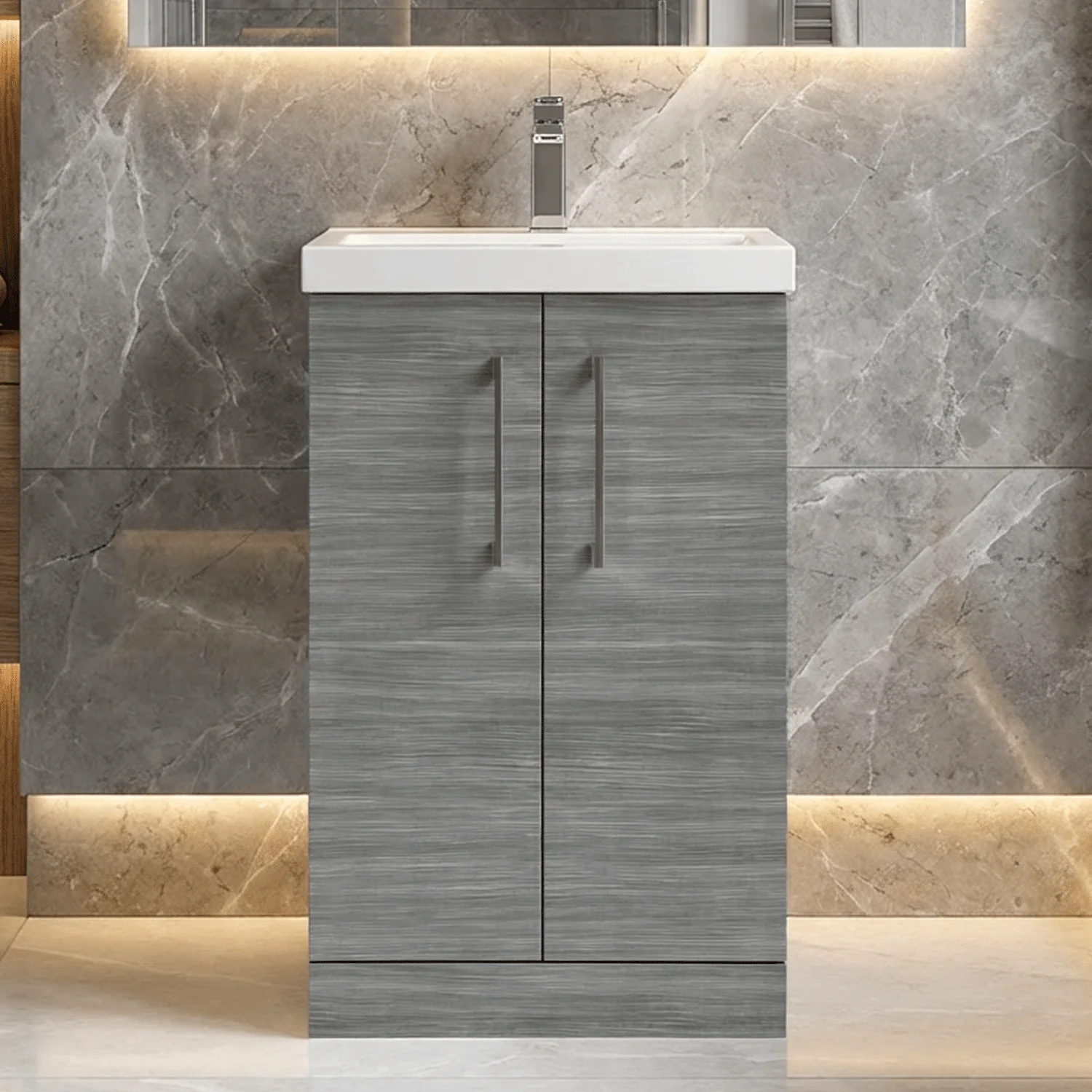 Contemporary Floor Standing Vanity Unit with Mid-Edge Basin, Choice of Size - Image 106