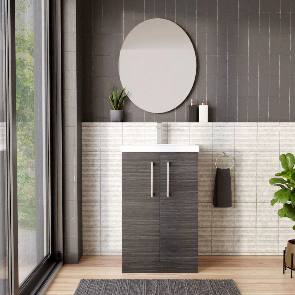 Contemporary Floor Standing Vanity Unit with Mid-Edge Basin, Choice of Size - Image 107