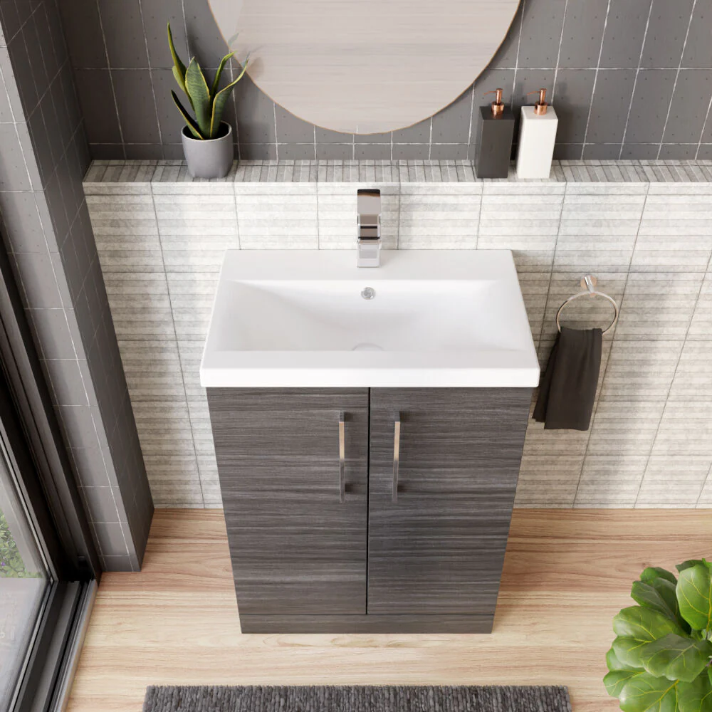 Contemporary Floor Standing Vanity Unit with Mid-Edge Basin, Choice of Size - Image 114