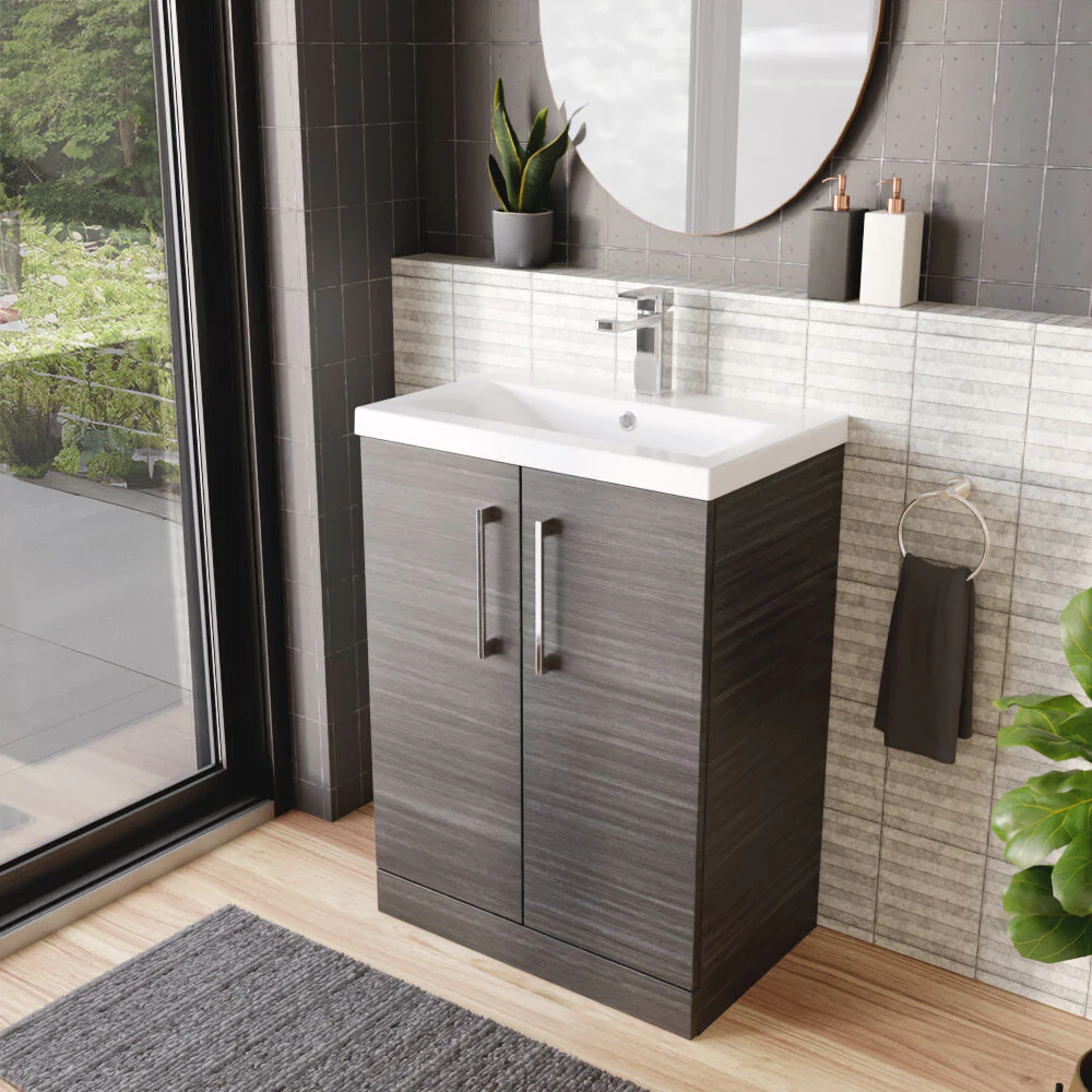 Contemporary Floor Standing Vanity Unit with Mid-Edge Basin, Choice of Size - Image 115