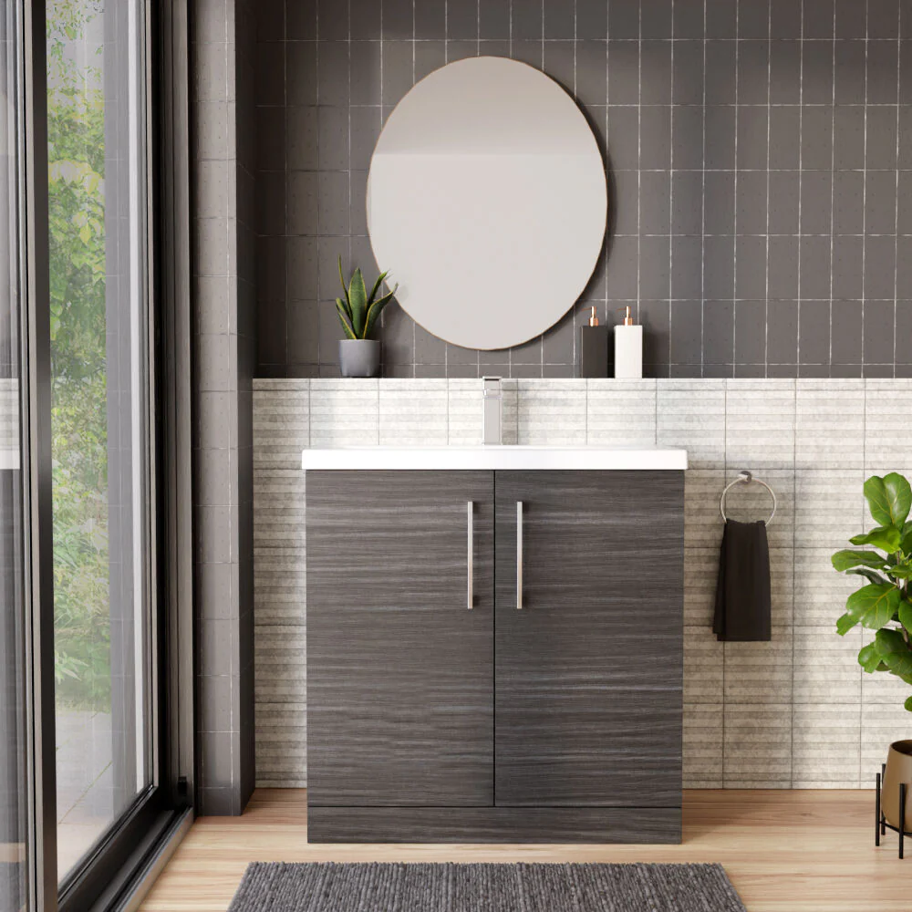 Contemporary Floor Standing Vanity Unit with Mid-Edge Basin, Choice of Size - Image 119