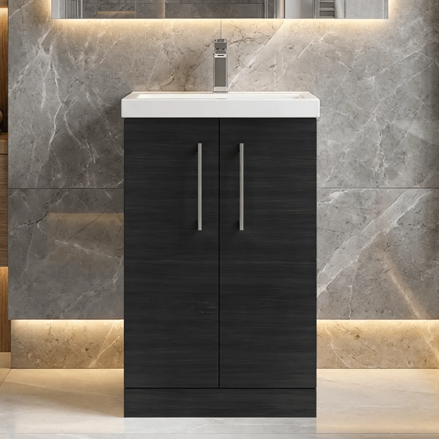 Contemporary Floor Standing Vanity Unit with Mid-Edge Basin, Choice of Size - Image 124