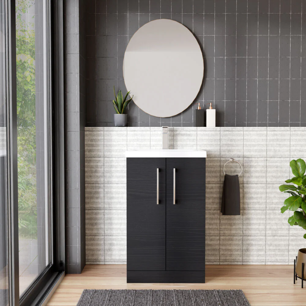 Contemporary Floor Standing Vanity Unit with Mid-Edge Basin, Choice of Size - Image 125