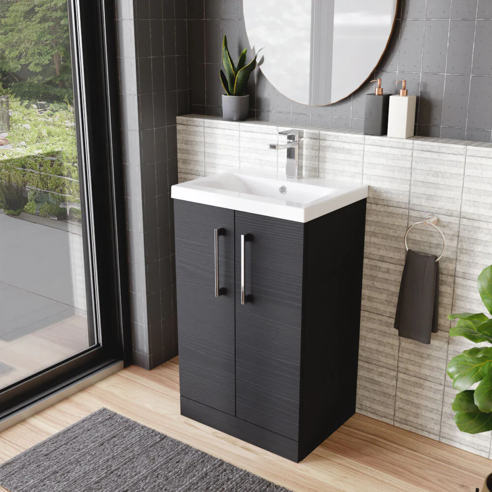 Contemporary Floor Standing Vanity Unit with Mid-Edge Basin, Choice of Size - Image 127