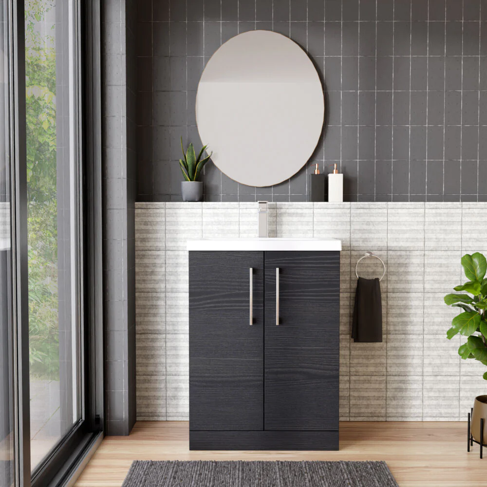 Contemporary Floor Standing Vanity Unit with Mid-Edge Basin, Choice of Size - Image 131