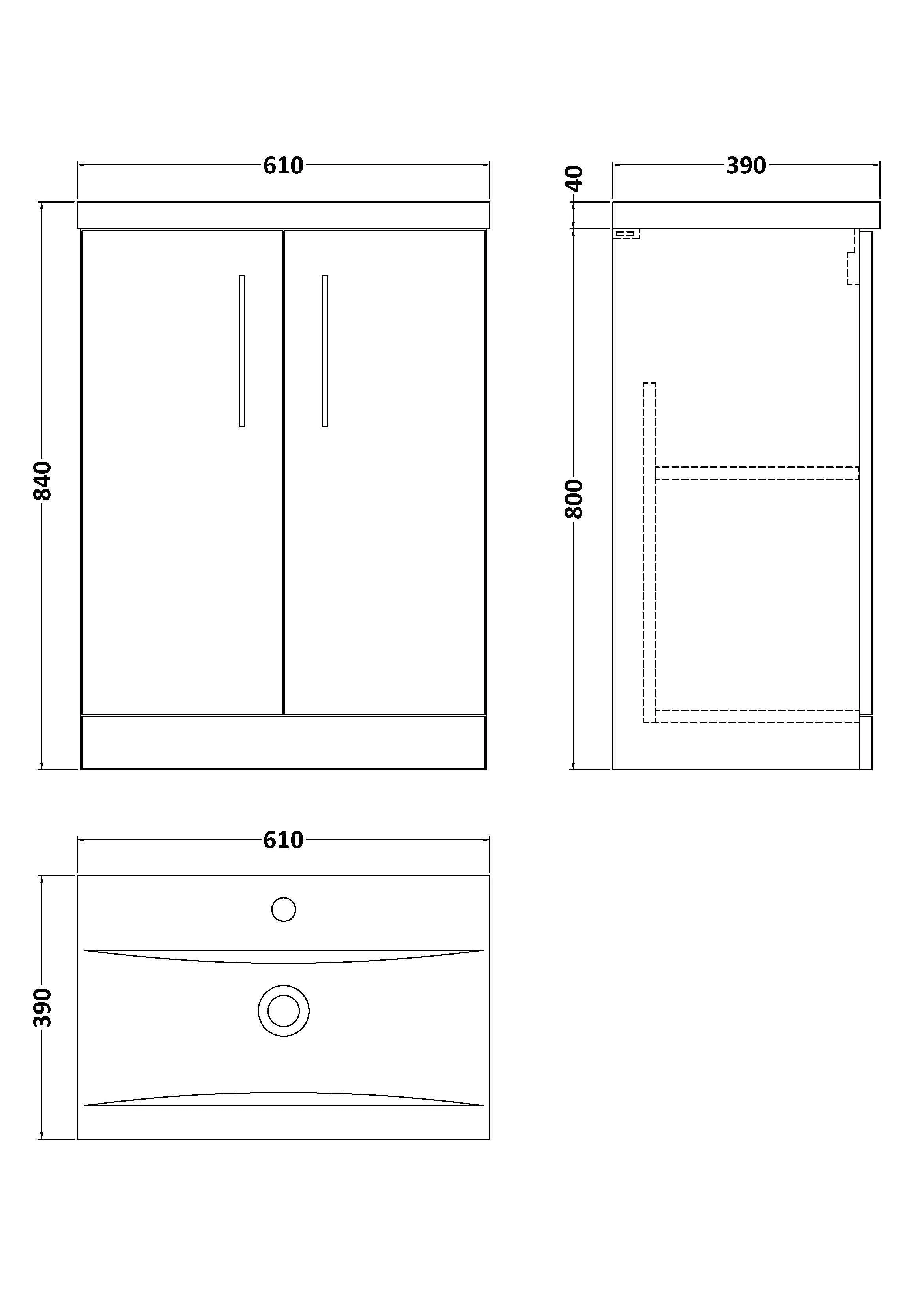 Contemporary Floor Standing Vanity Unit with Mid-Edge Basin, Choice of Size - Image 135