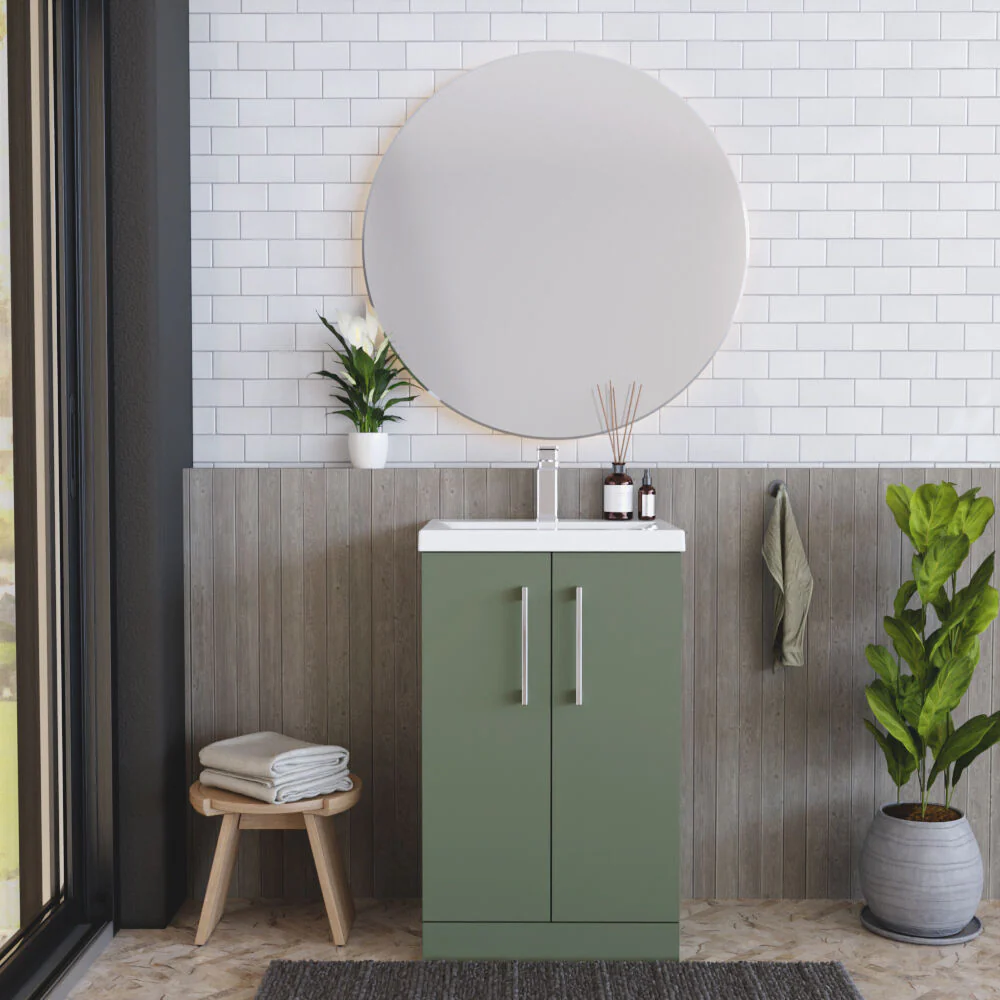 Contemporary Floor Standing Vanity Unit with Mid-Edge Basin, Choice of Size - Image 143