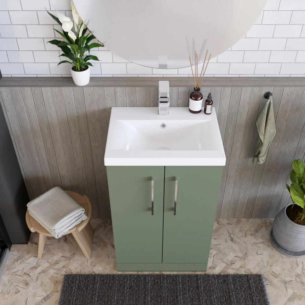 Contemporary Floor Standing Vanity Unit with Mid-Edge Basin, Choice of Size - Image 144