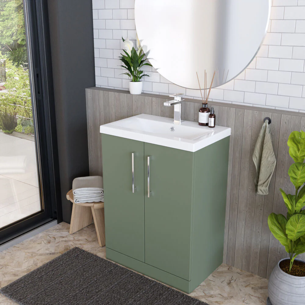 Contemporary Floor Standing Vanity Unit with Mid-Edge Basin, Choice of Size - Image 151