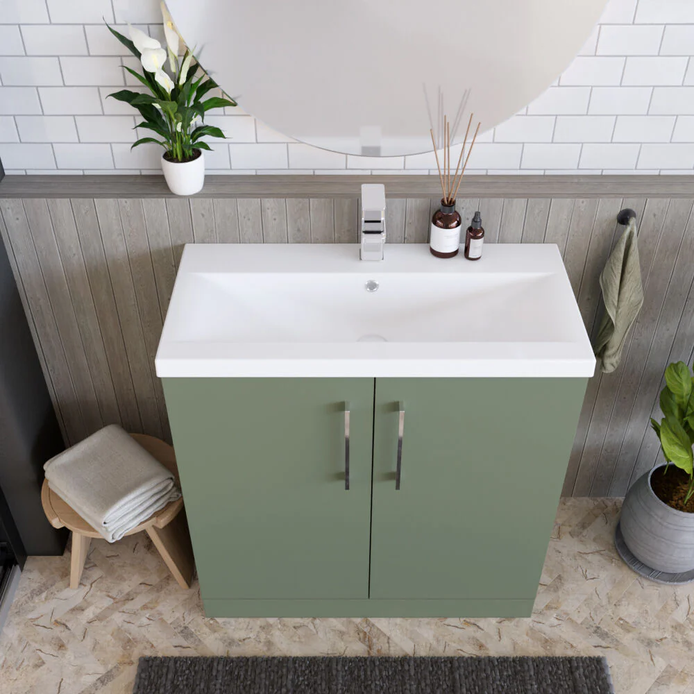 Contemporary Floor Standing Vanity Unit with Mid-Edge Basin, Choice of Size - Image 156