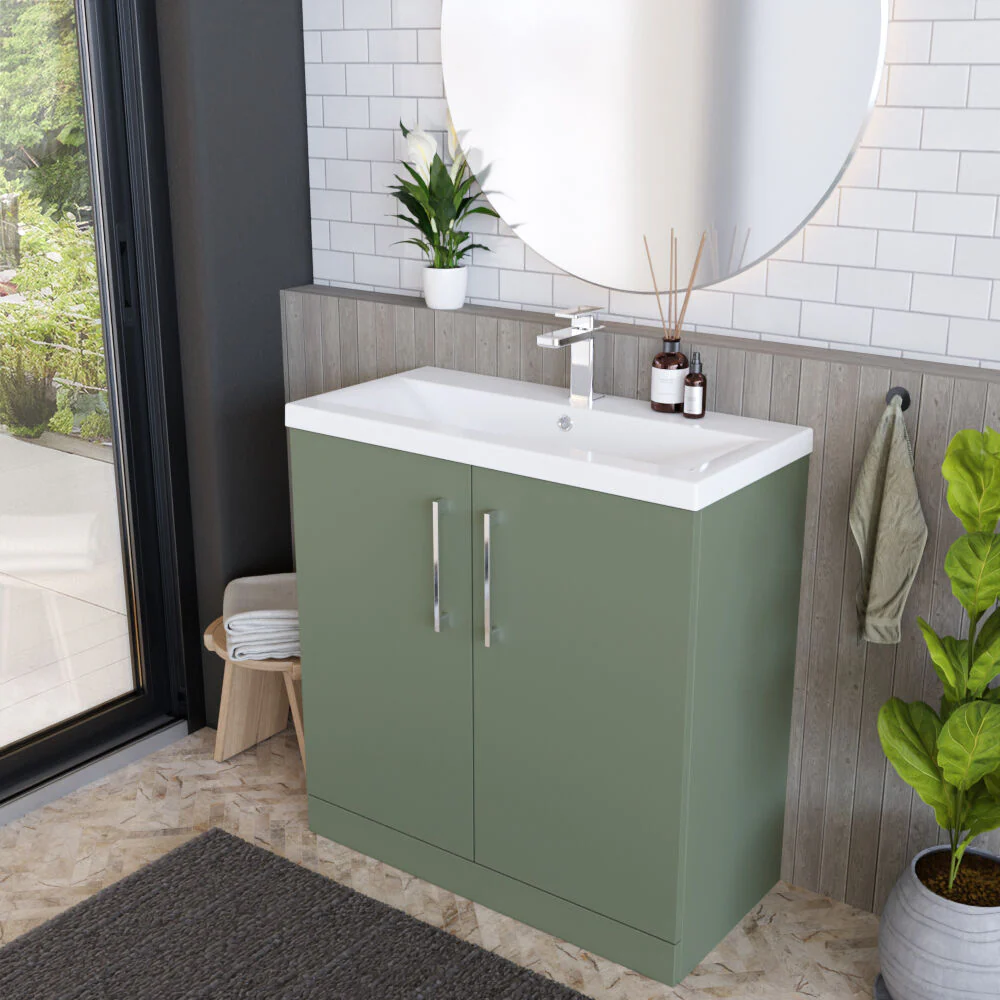 Contemporary Floor Standing Vanity Unit with Mid-Edge Basin, Choice of Size - Image 157