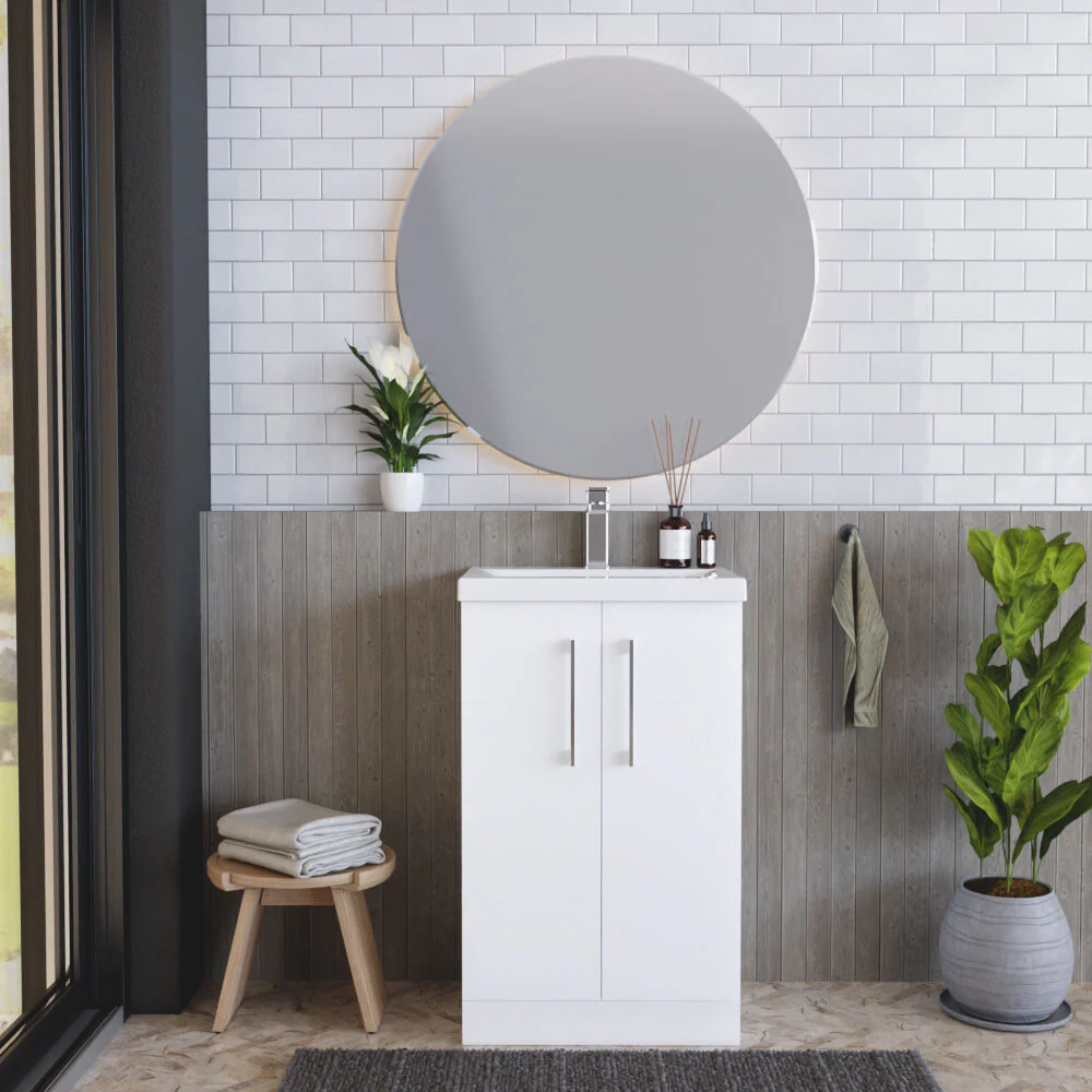 Contemporary Floor Standing Vanity Unit with Mid-Edge Basin, Choice of Size - Image 2
