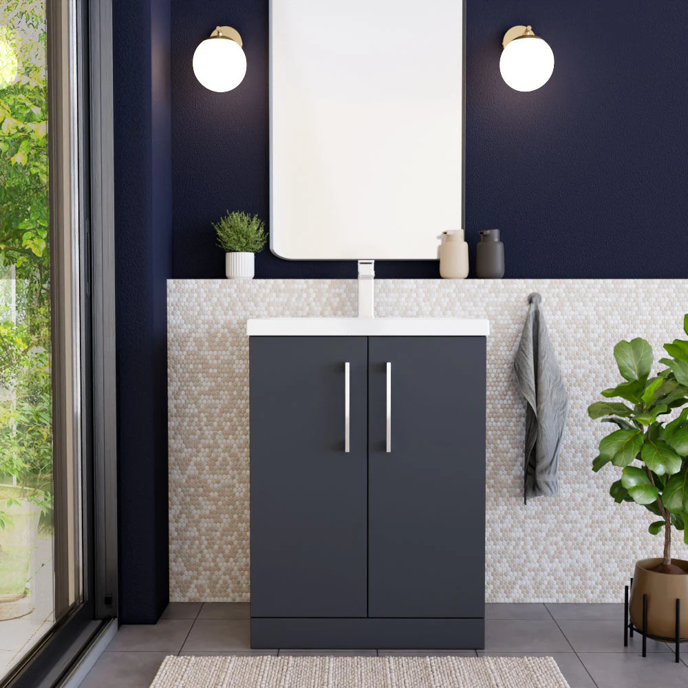 Contemporary Floor Standing Vanity Unit with Mid-Edge Basin, Choice of Size - Image 23