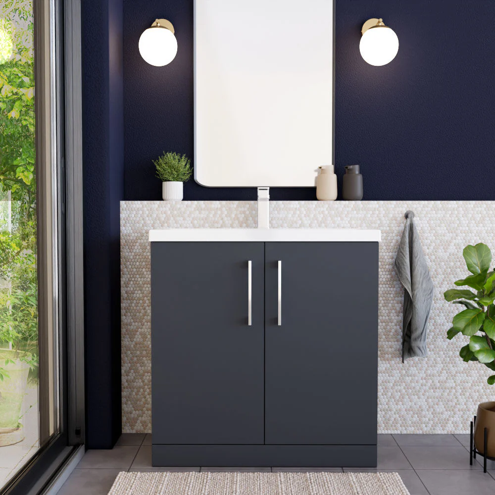 Contemporary Floor Standing Vanity Unit with Mid-Edge Basin, Choice of Size - Image 29