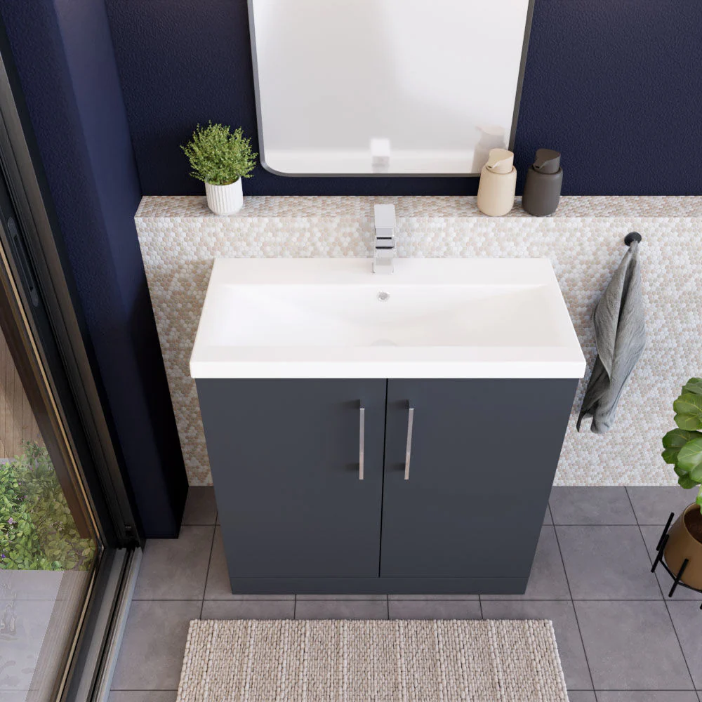 Contemporary Floor Standing Vanity Unit with Mid-Edge Basin, Choice of Size - Image 30