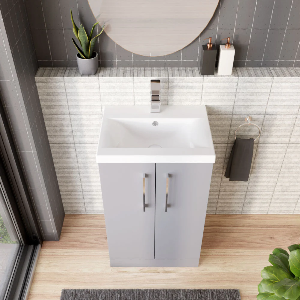 Contemporary Floor Standing Vanity Unit with Mid-Edge Basin, Choice of Size - Image 36
