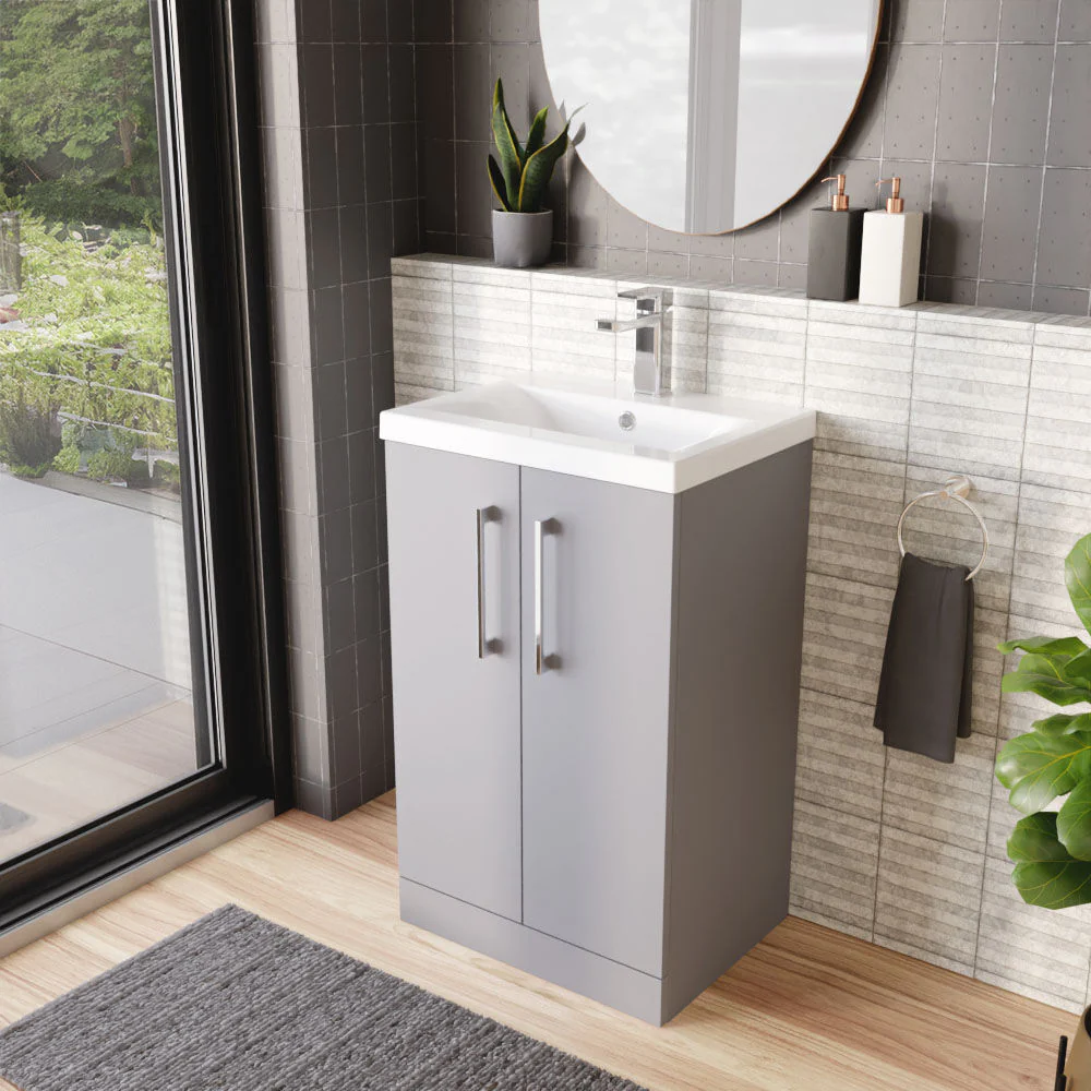 Contemporary Floor Standing Vanity Unit with Mid-Edge Basin, Choice of Size - Image 37