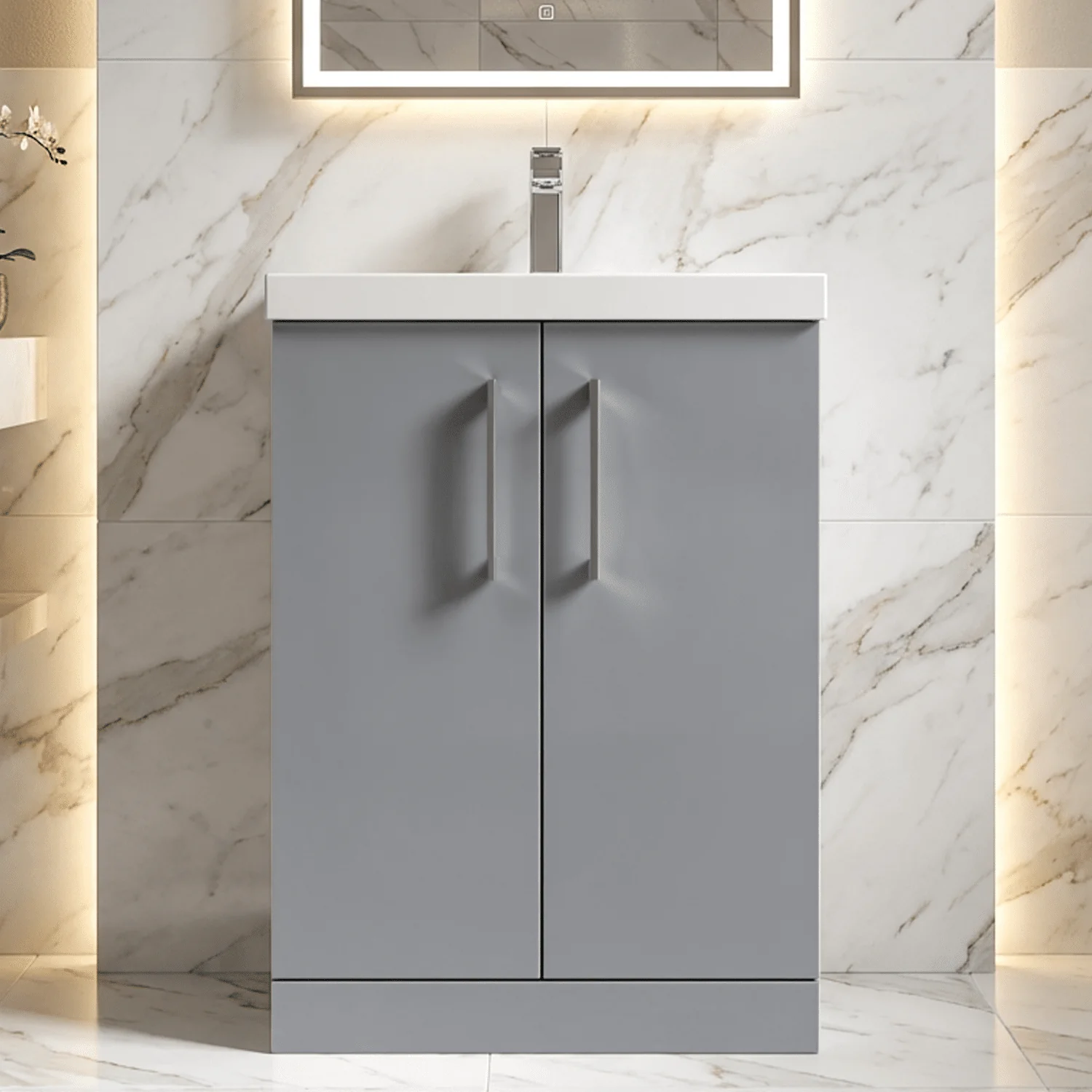 Contemporary Floor Standing Vanity Unit with Mid-Edge Basin, Choice of Size - Image 40