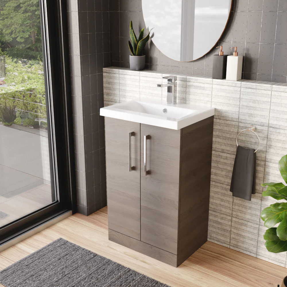 Contemporary Floor Standing Vanity Unit with Mid-Edge Basin, Choice of Size - Image 55