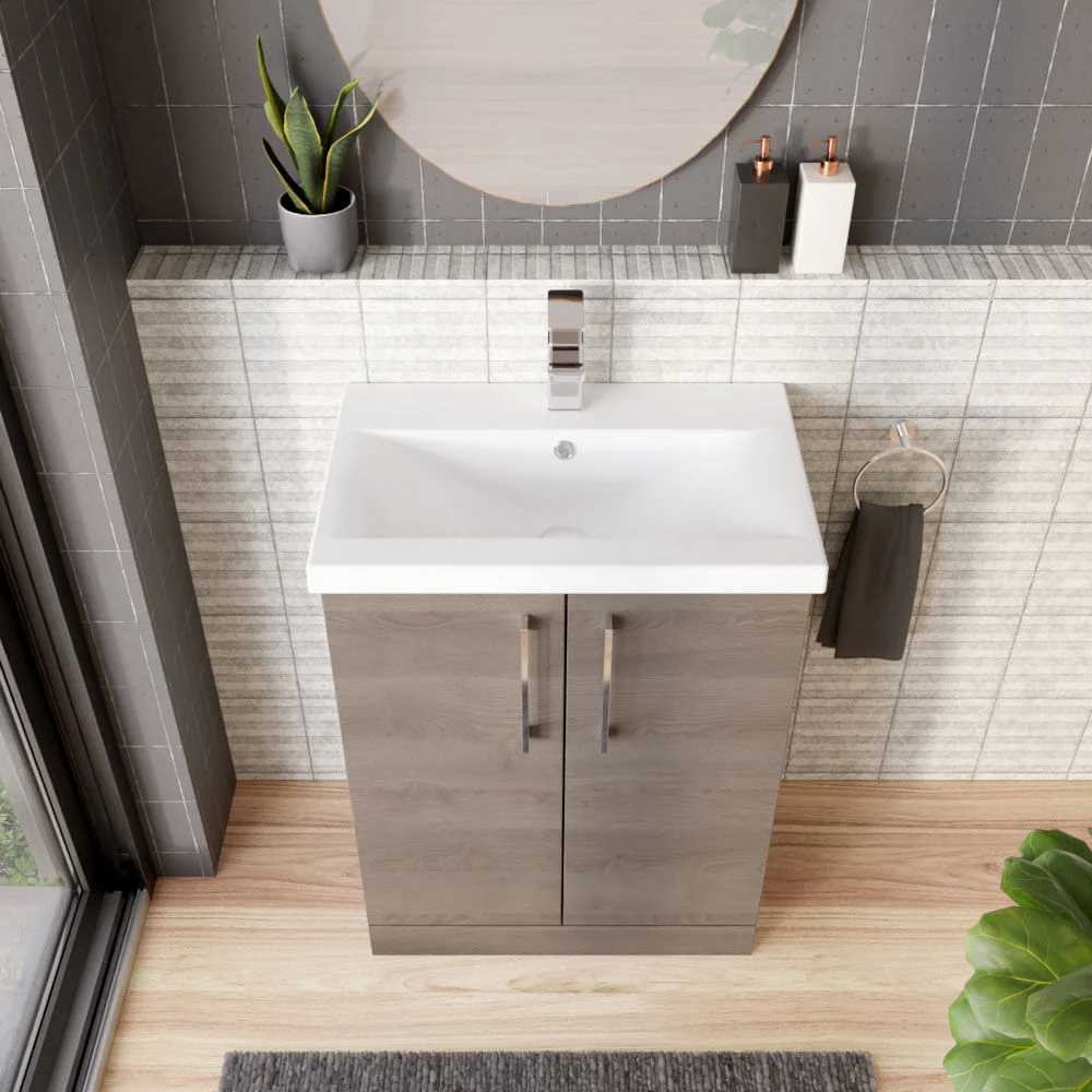 Contemporary Floor Standing Vanity Unit with Mid-Edge Basin, Choice of Size - Image 60